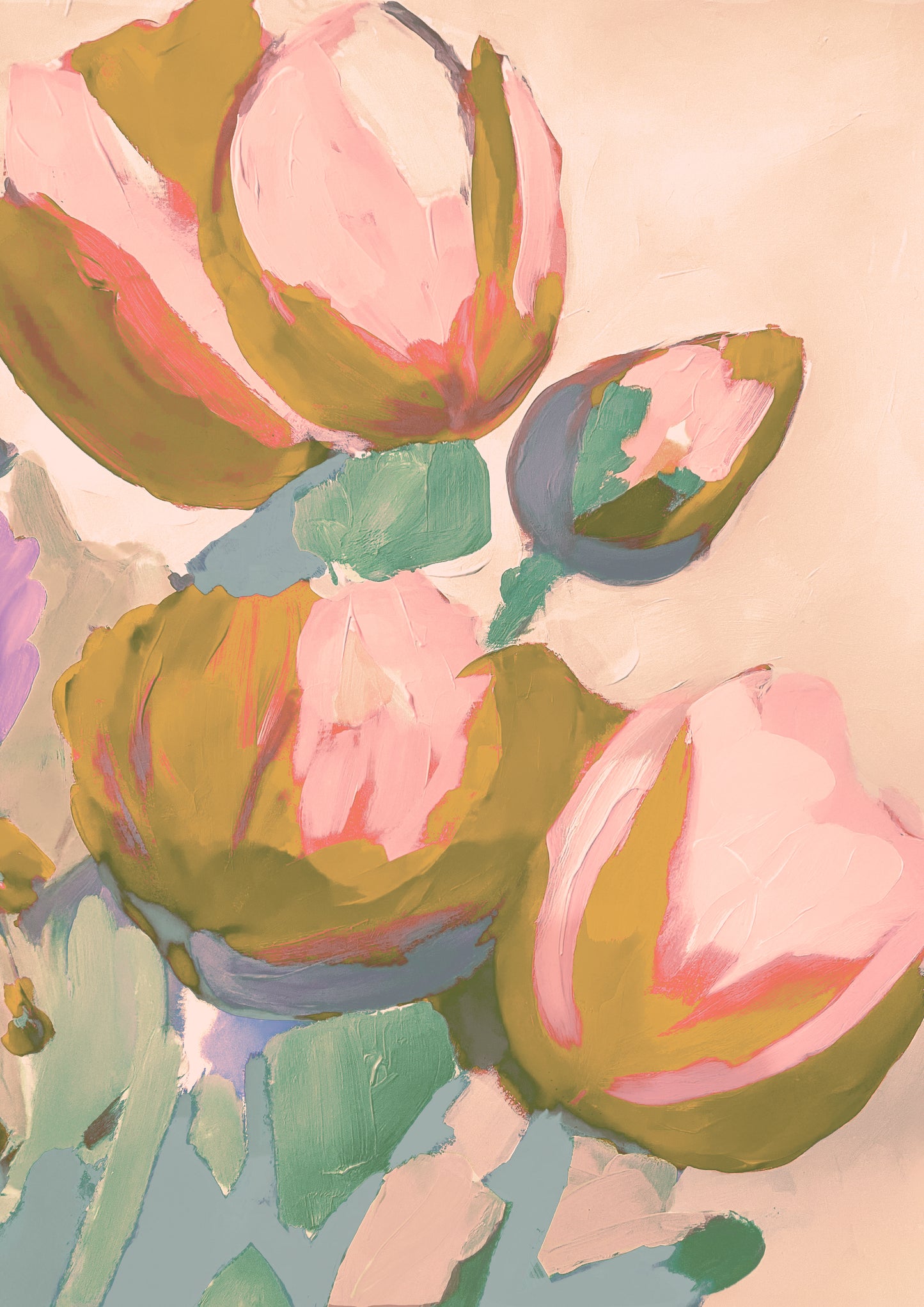 Hand painted tulips - Original limited edition acrylic print - Abstract Art
