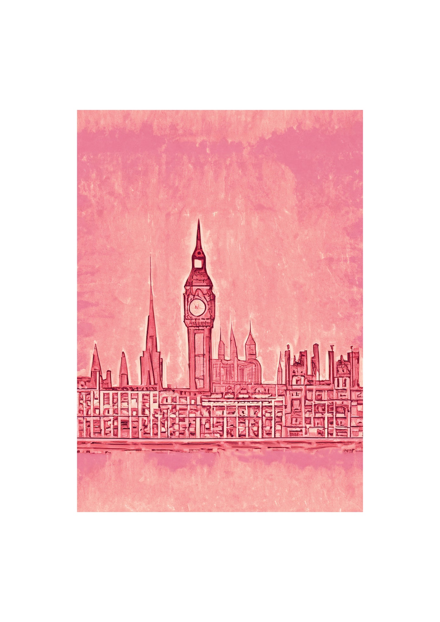 Pink London Art Print: Sketched Travel Poster