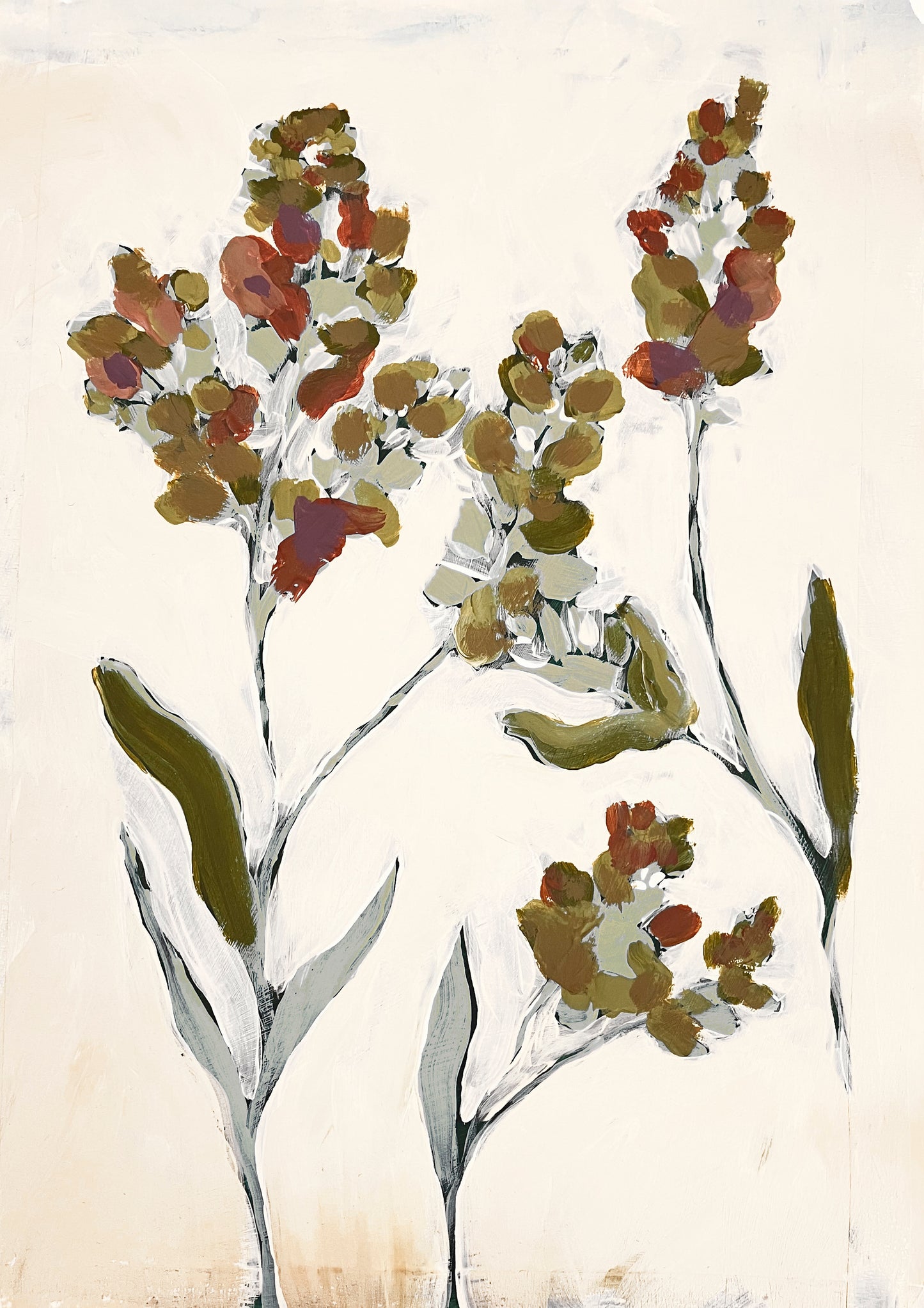 Pale Lupin Flowers Painting – Soft Botanical Wall Art, Dreamy Floral Decor