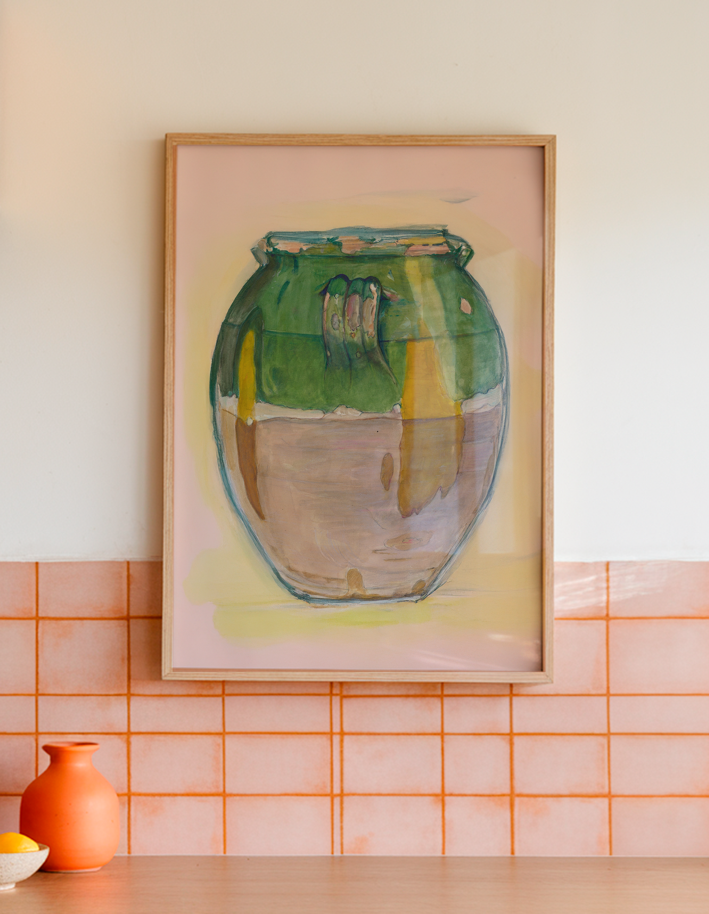 Vintage Pot with Green Glaze Print