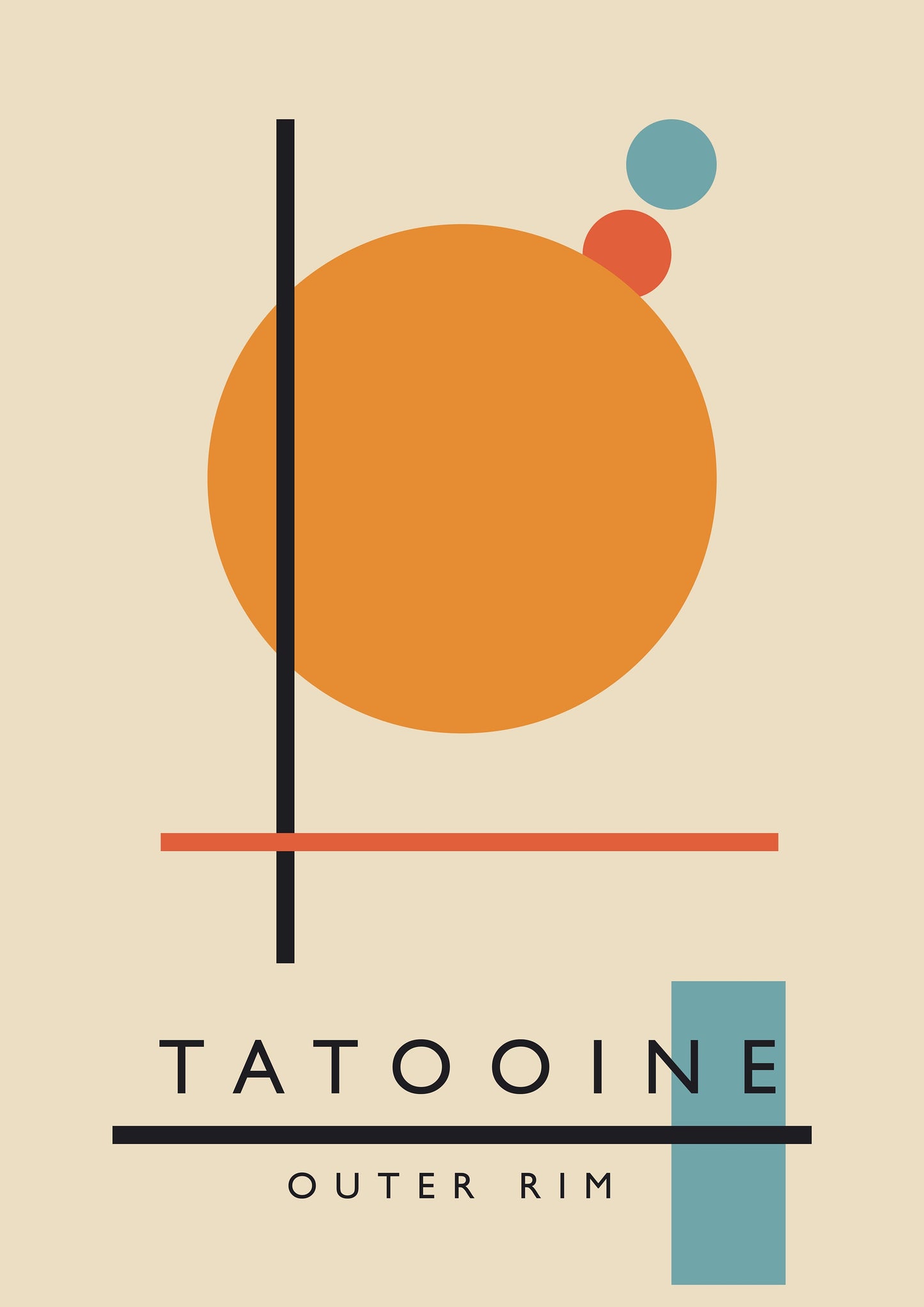 Tatooine Star Wars Print: Bauhaus Minimalist Art