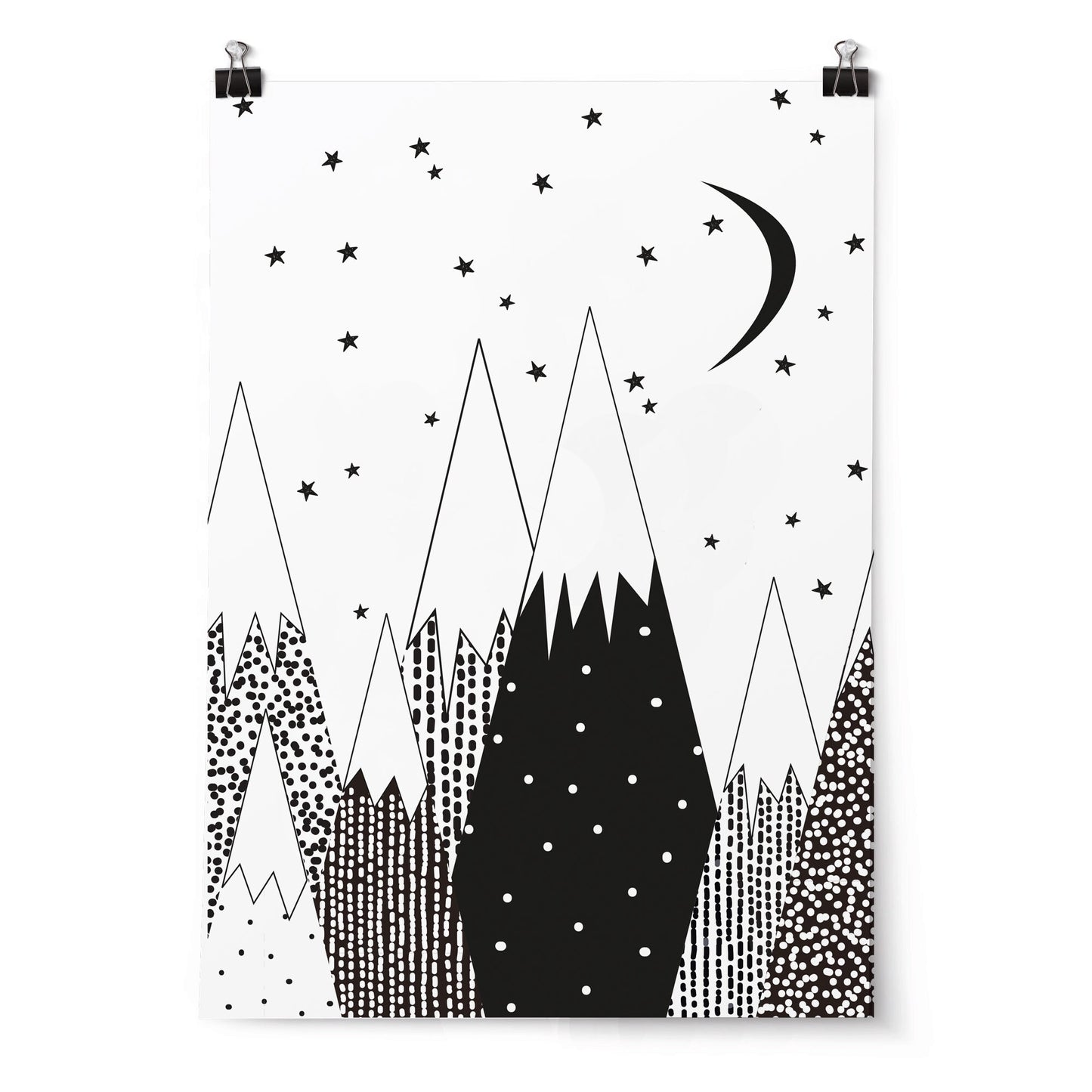 Minimalist Mountains Art Print: Monochrome Nursery Decor