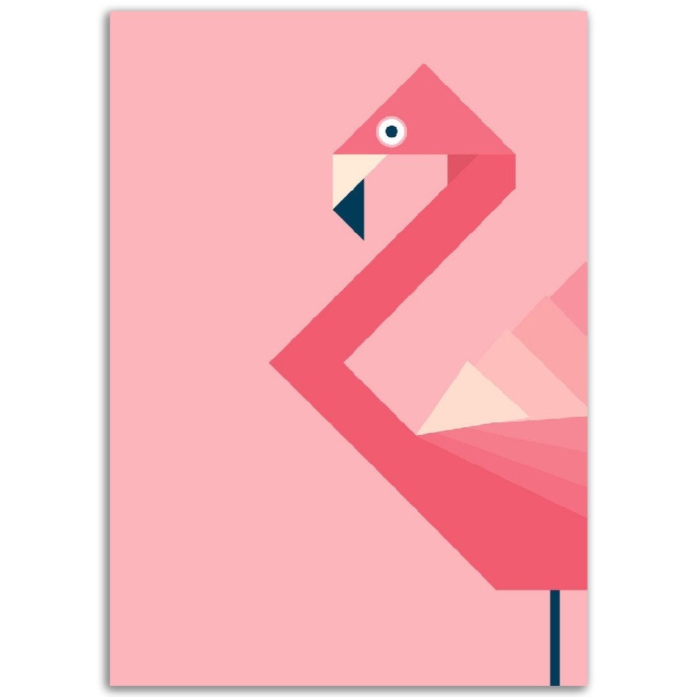 Pink Flamingo Art Print: Geometric Animal Nursery Decor
