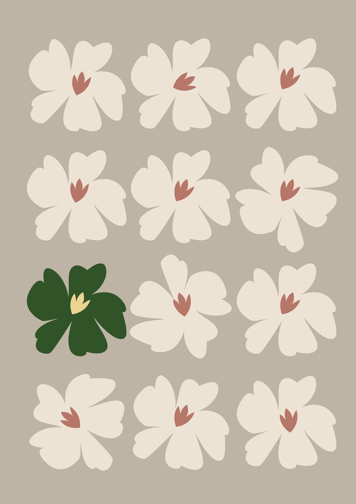 Retro Floral Print: Muted Tone Daisy Poster
