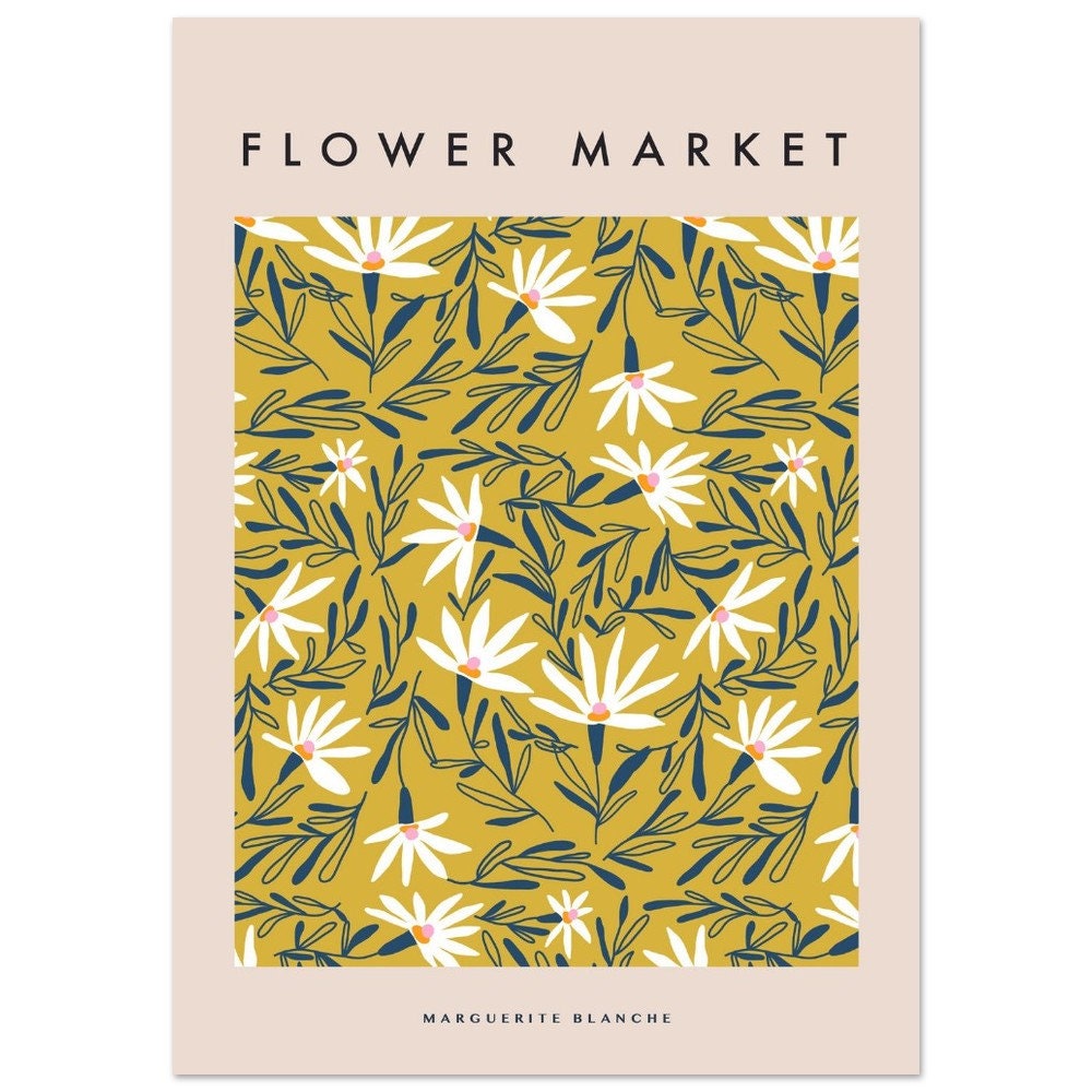 Flower Market Print: Neutral Boho Botanical Wall Art