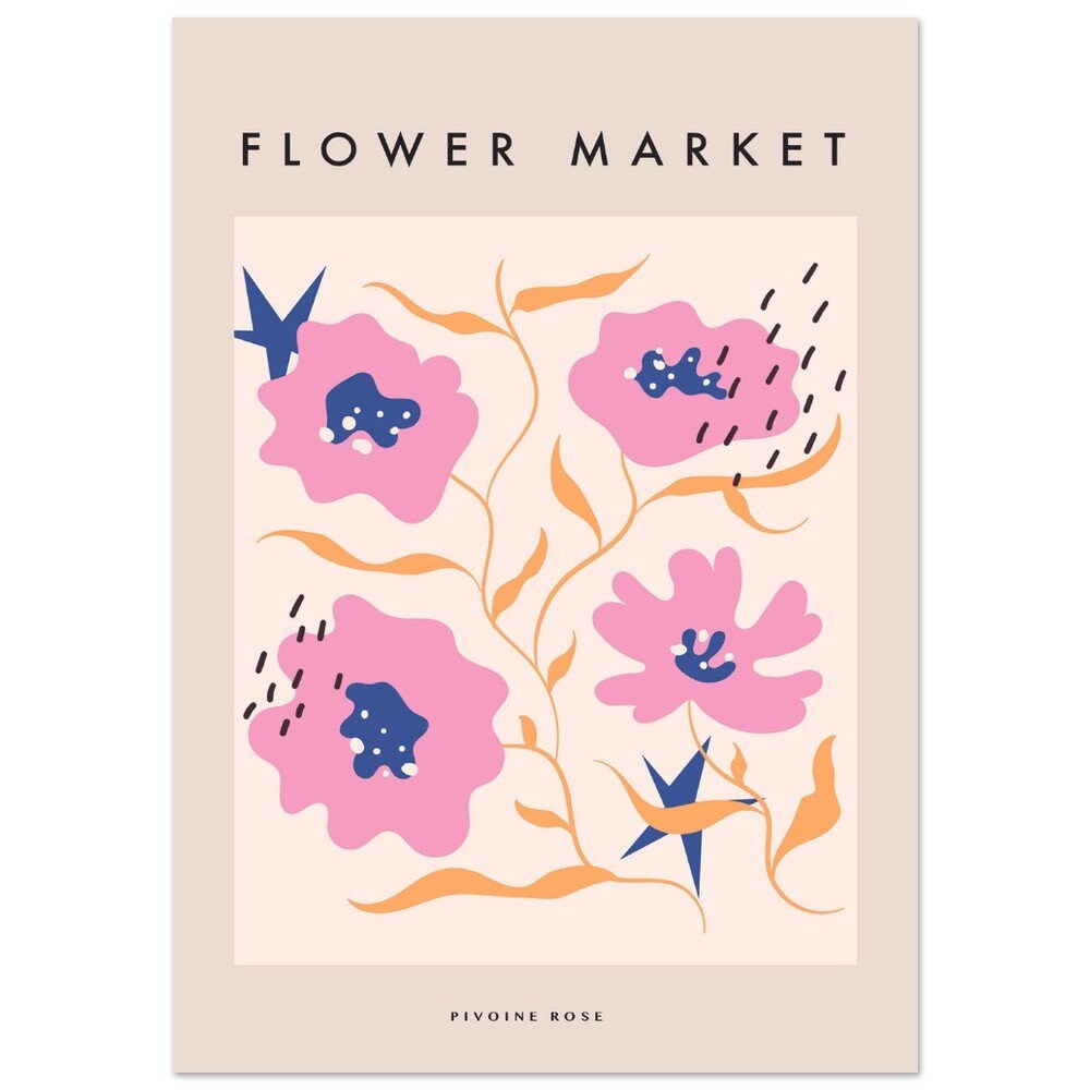 Flower Market Print: Neutral Boho Floral Wall Art