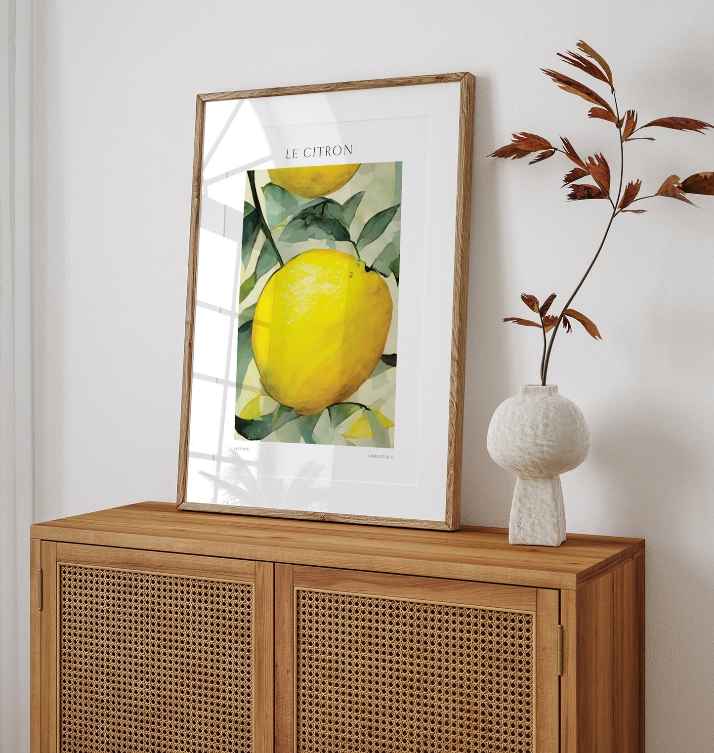 Lemon Fruit Print: Botanical Illustration, Kitchen Dining Decor