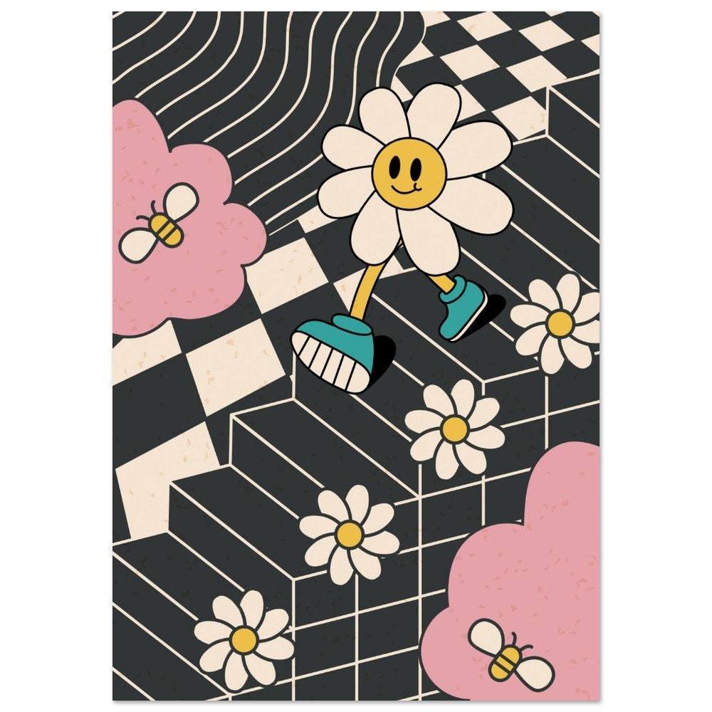 Checkered Smiley Print: Trendy Kids Room Wall Art