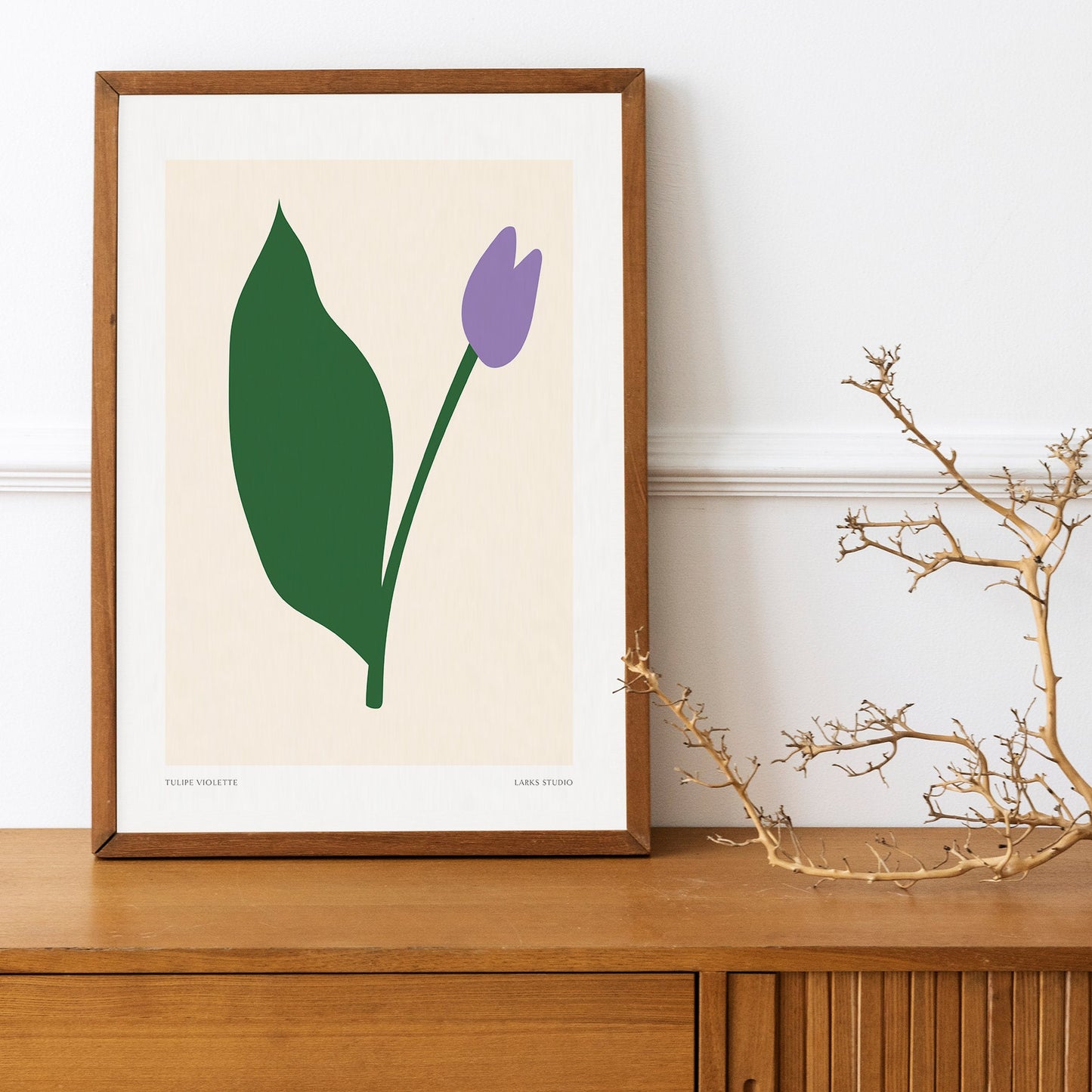 Purple Tulip Print: Modern Abstract Flower Poster