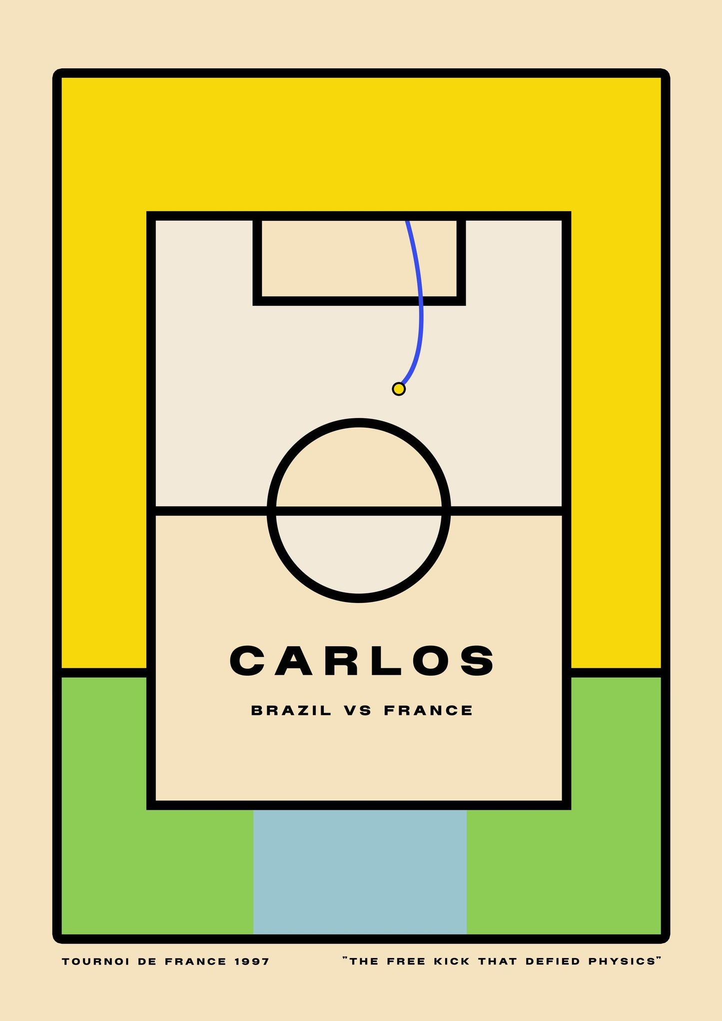 Roberto Carlos - 'The Greats' series. Minimalist Bauhaus football poster print