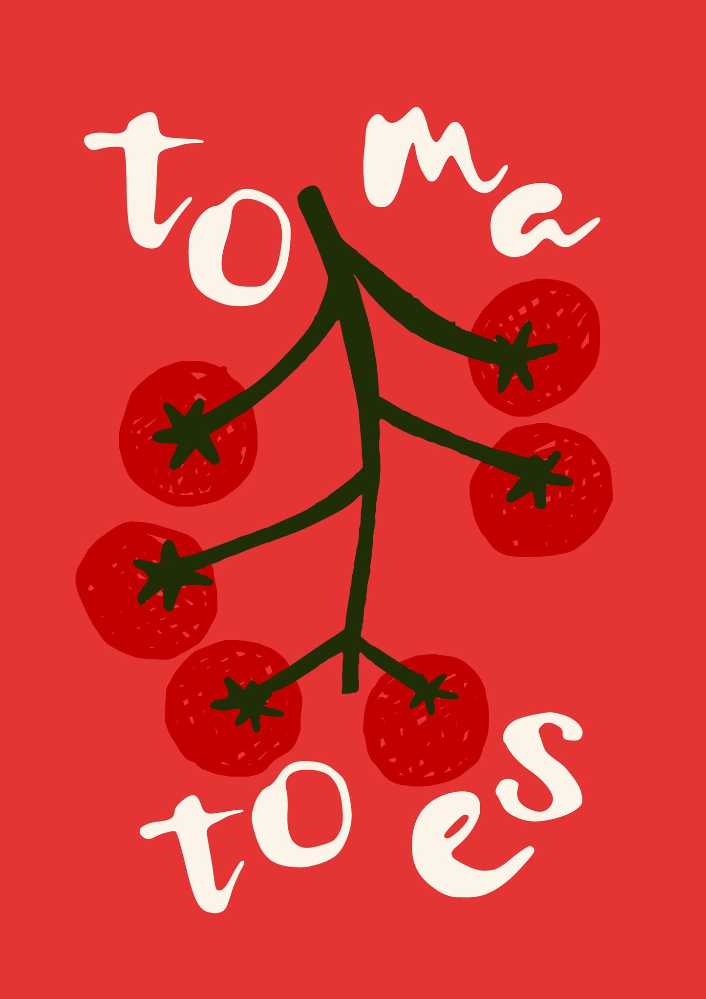 Vine Tomatoes Kitchen Print, Retro Italian Food Art