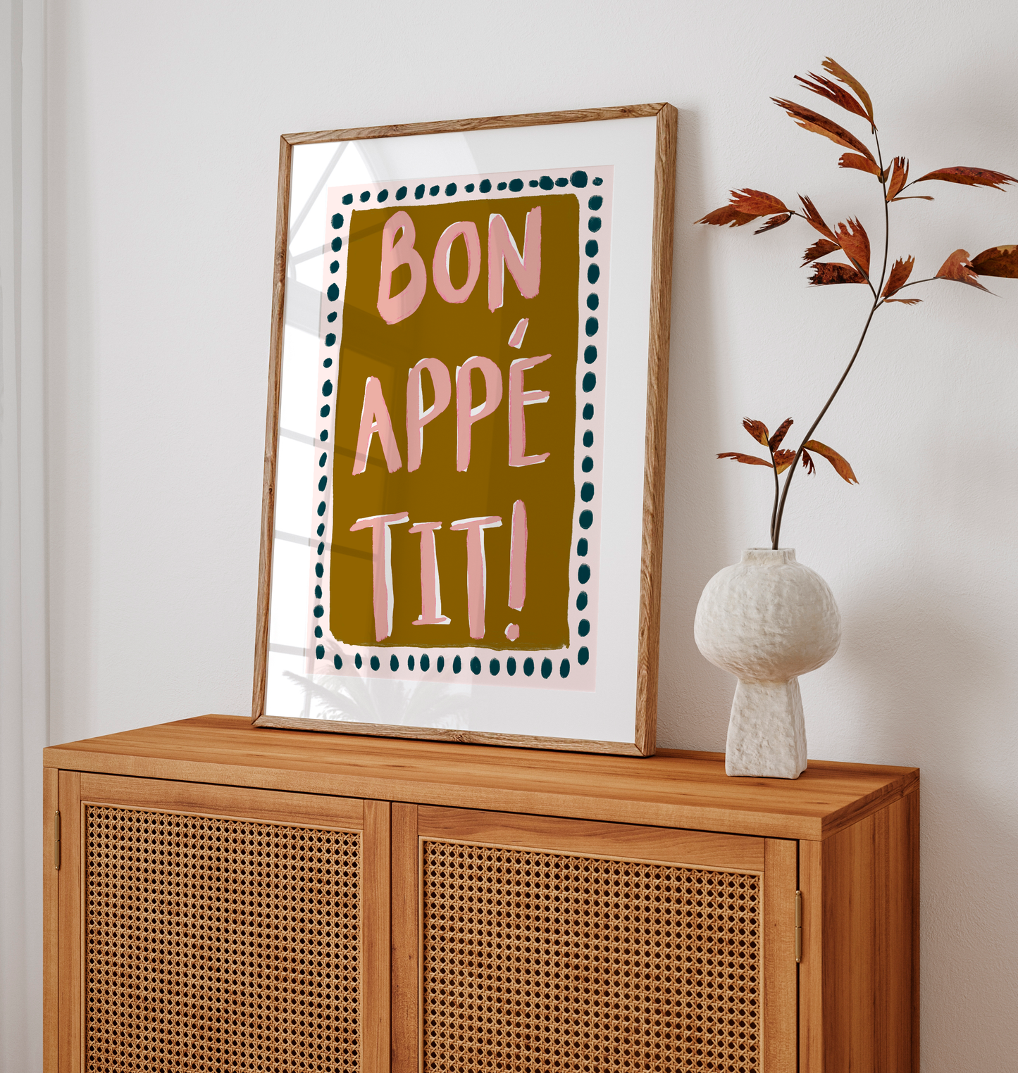 Bon Appetit Kitchen Print | Modern Abstract Dining Room Wall Art
