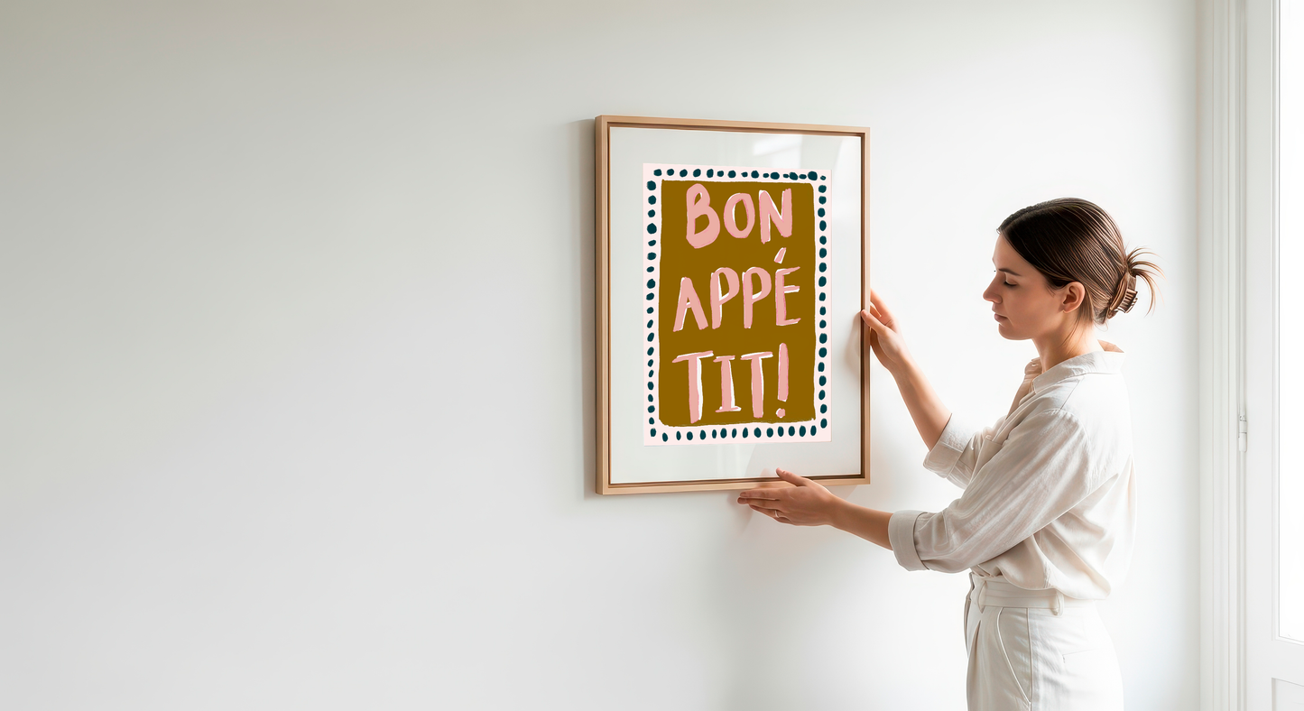 Bon Appetit Kitchen Print | Modern Abstract Dining Room Wall Art