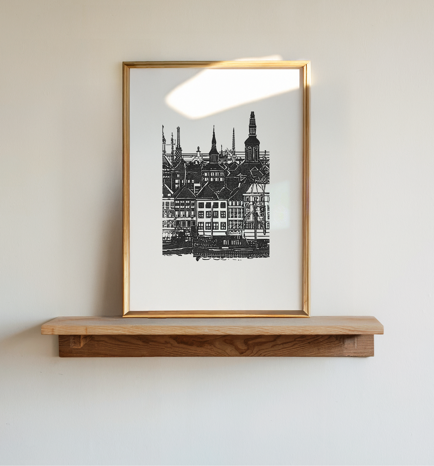 Copenhagen Art Print: Sketched Danish Cityscape, Travel Poster