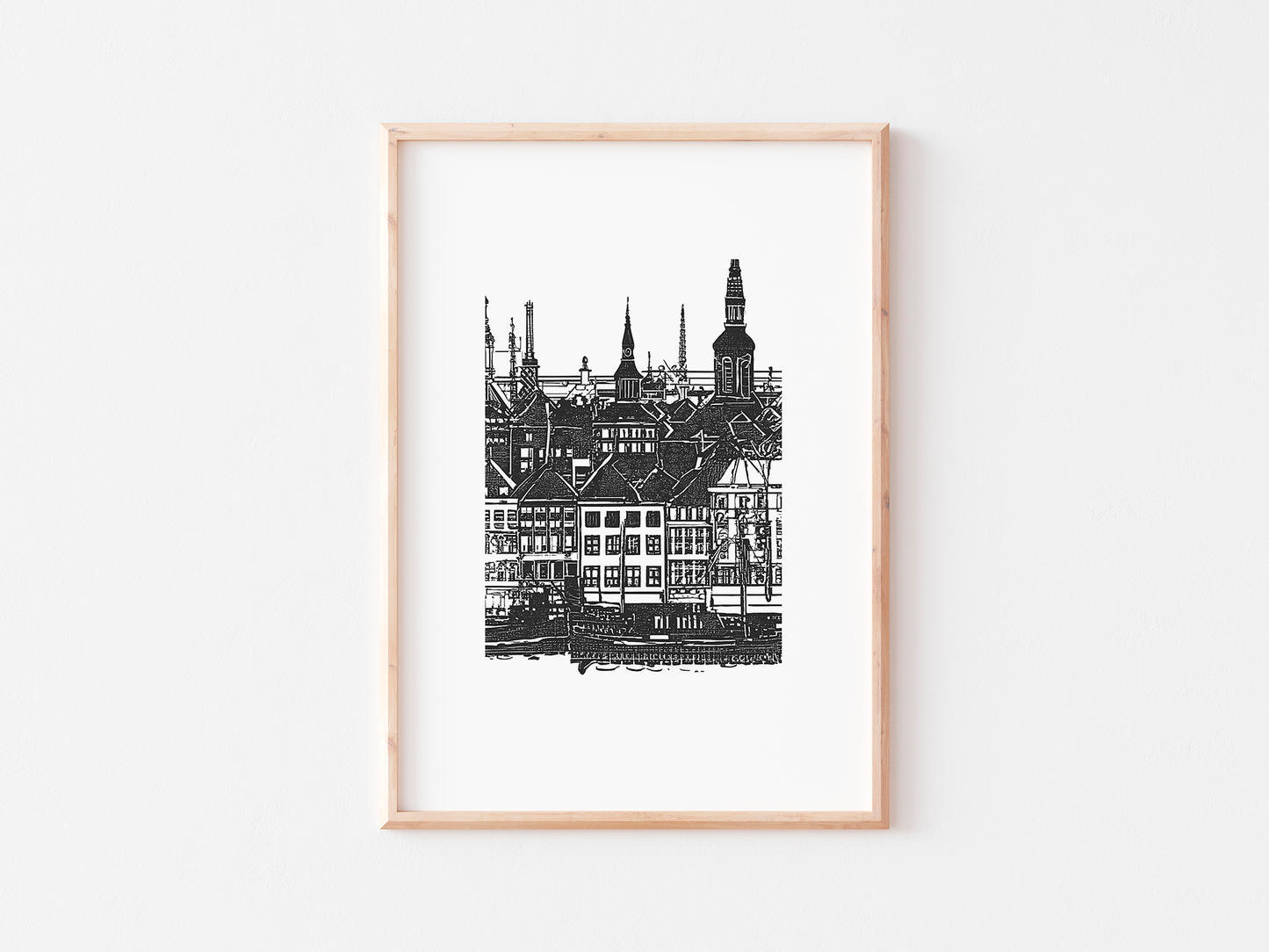 Copenhagen Art Print: Sketched Danish Cityscape, Travel Poster