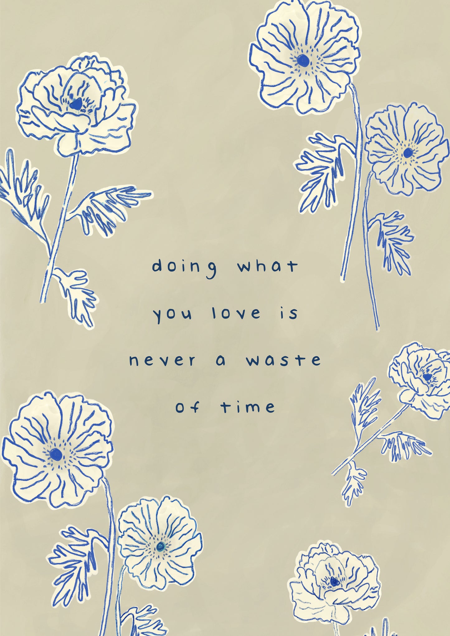 Botanical Quote Print, Sage Green Floral Wall Art