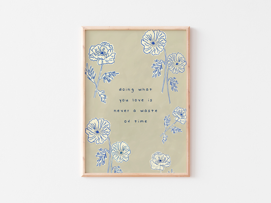Botanical Quote Print, Sage Green Floral Wall Art