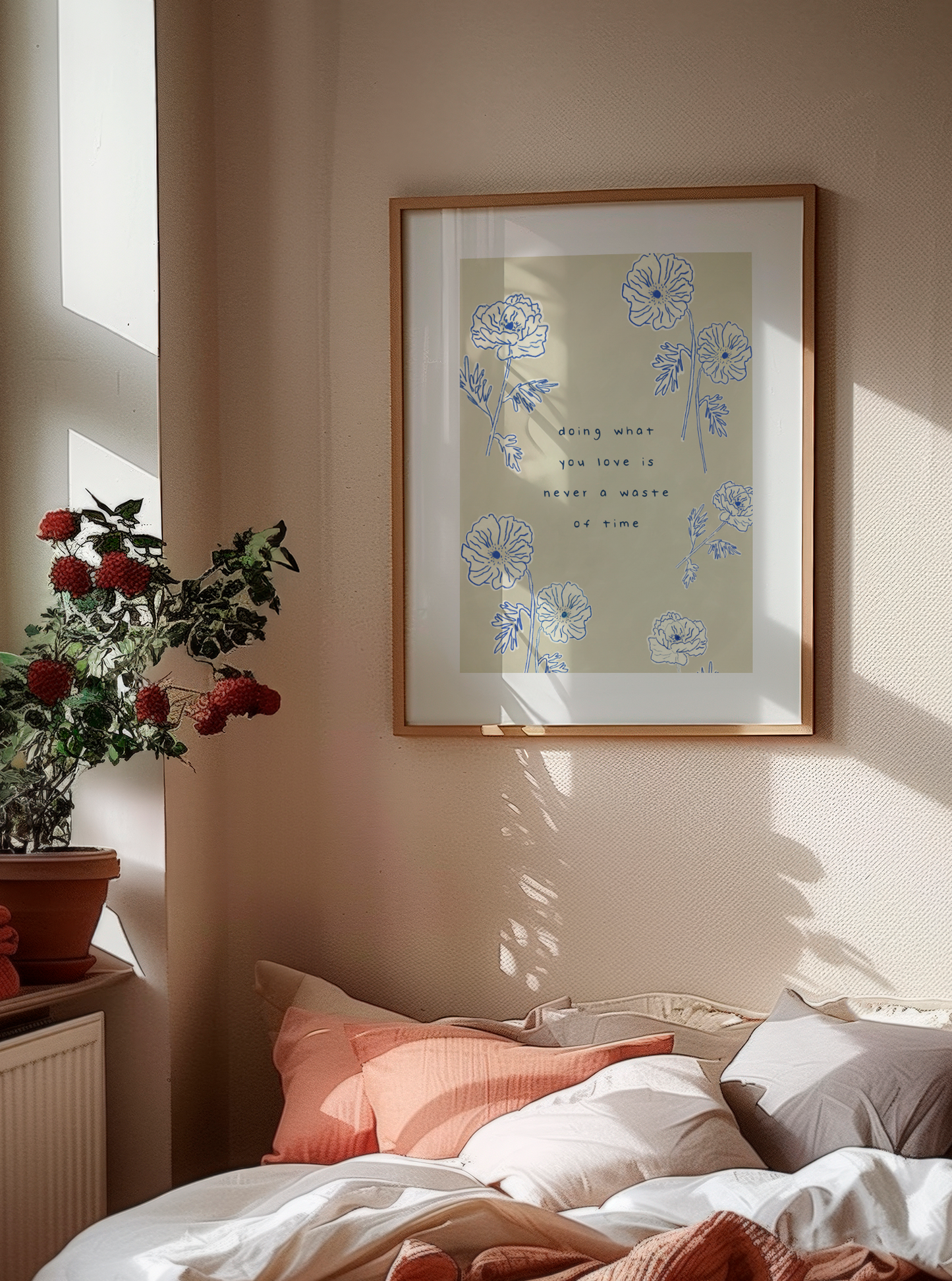 Botanical Quote Print, Sage Green Floral Wall Art