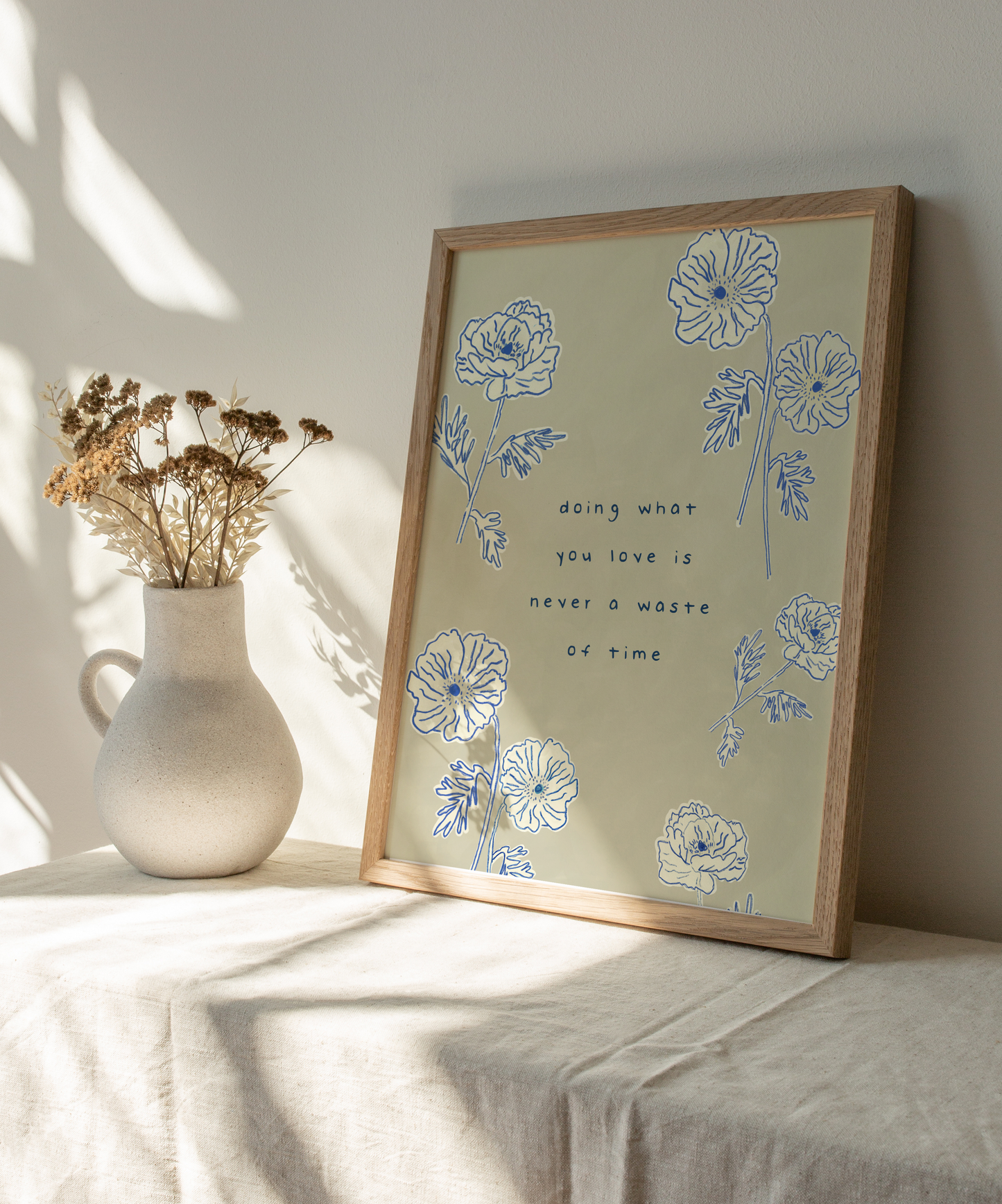 Botanical Quote Print, Sage Green Floral Wall Art
