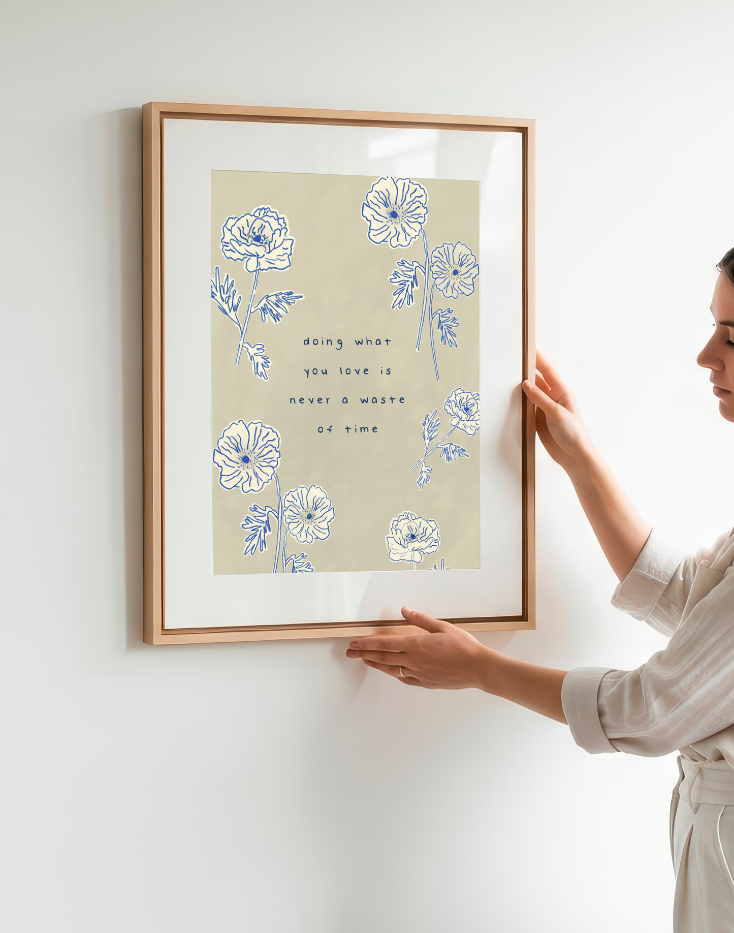 Botanical Quote Print, Sage Green Floral Wall Art
