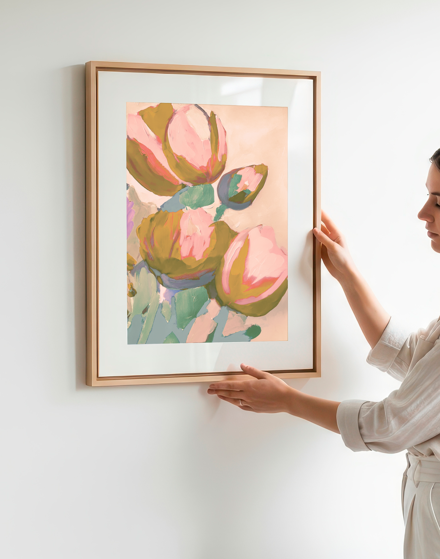 Hand painted tulips - Original limited edition acrylic print - Abstract Art
