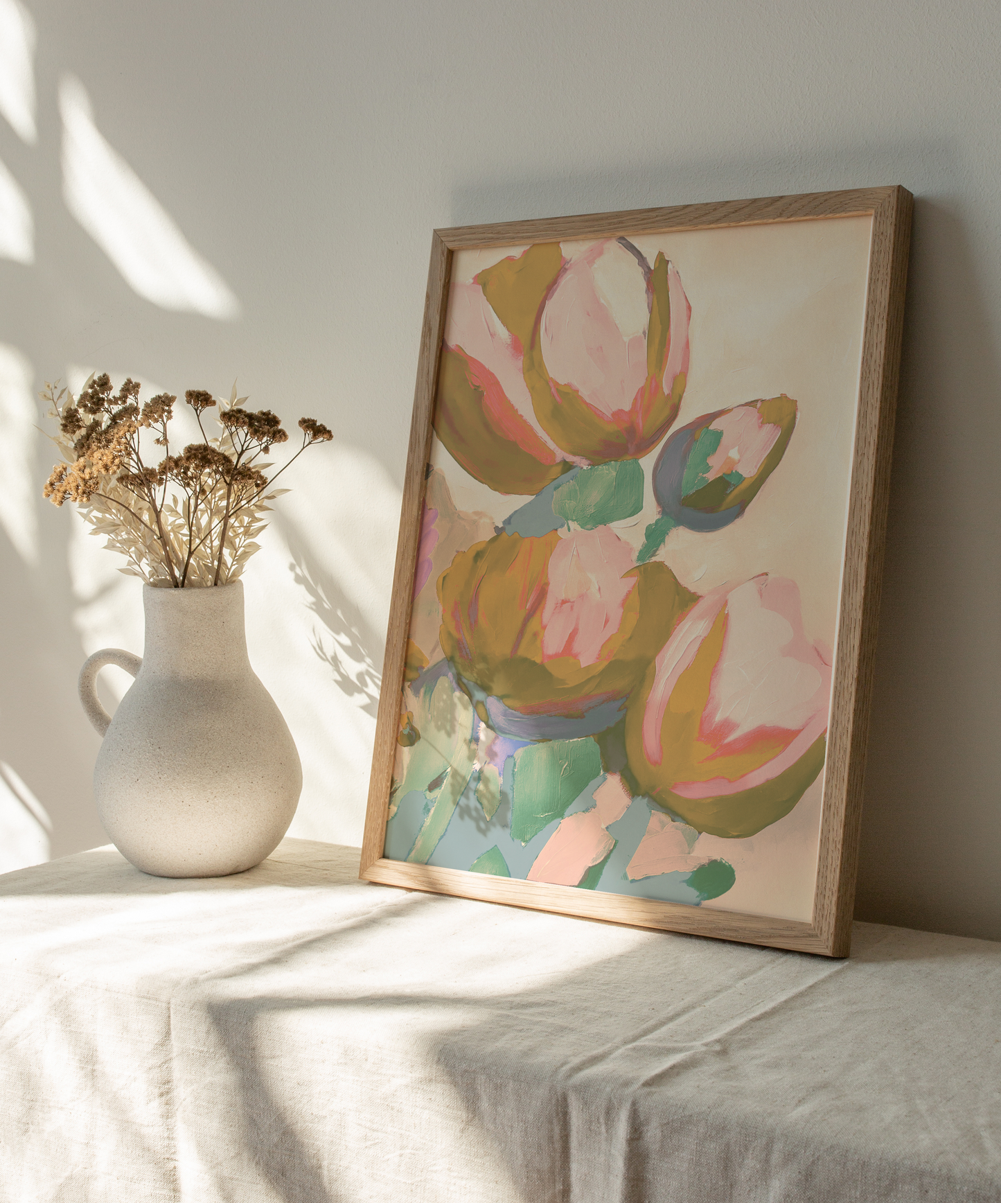 Hand painted tulips - Original limited edition acrylic print - Abstract Art