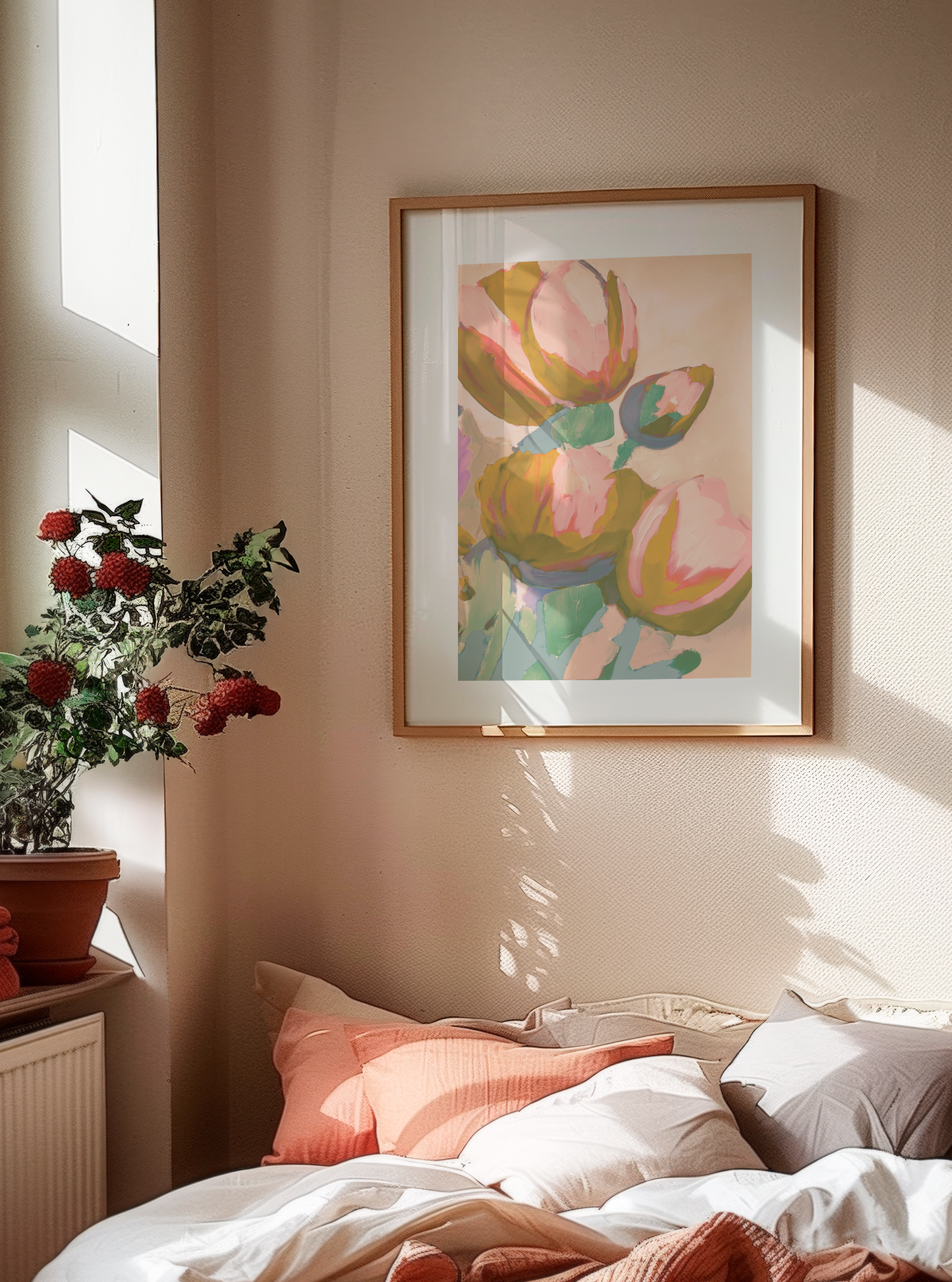 Hand painted tulips - Original limited edition acrylic print - Abstract Art