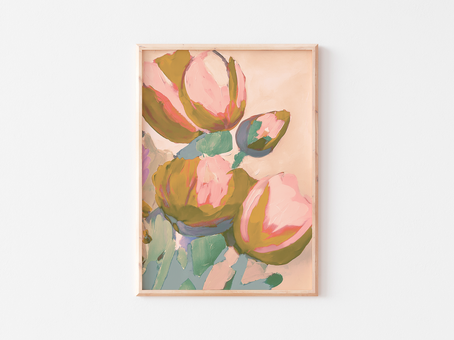 Hand painted tulips - Original limited edition acrylic print - Abstract Art