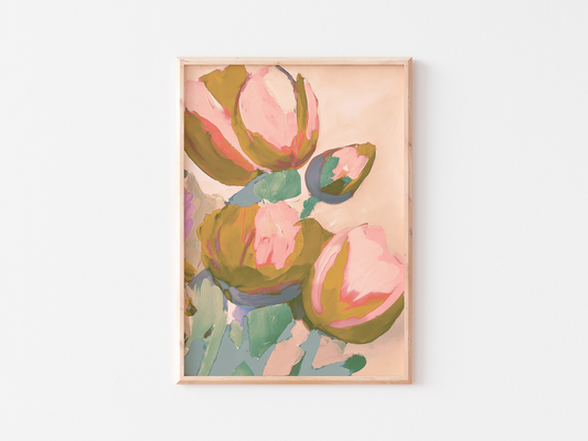 Hand painted tulips - Original limited edition acrylic print - Abstract Art