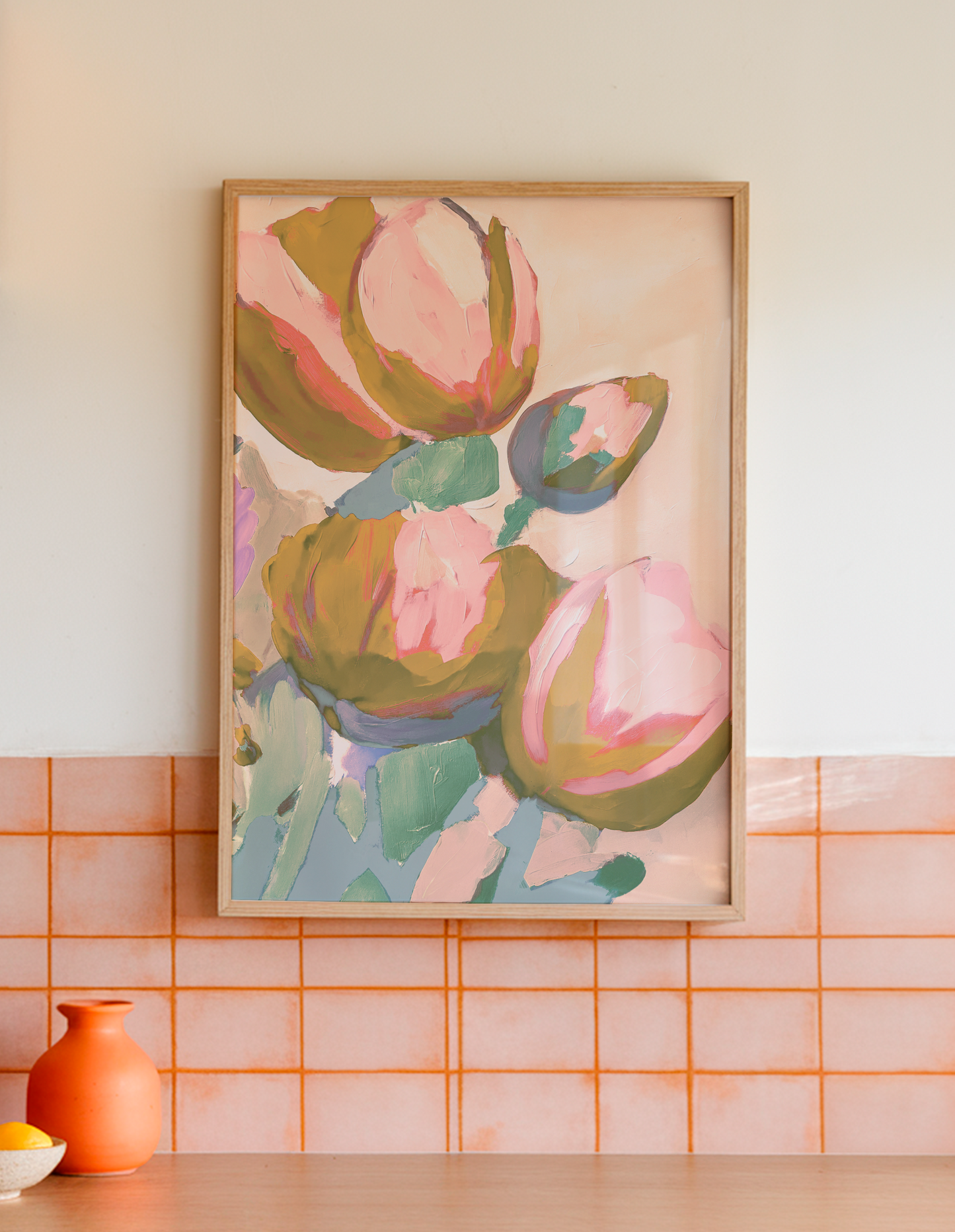Hand painted tulips - Original limited edition acrylic print - Abstract Art