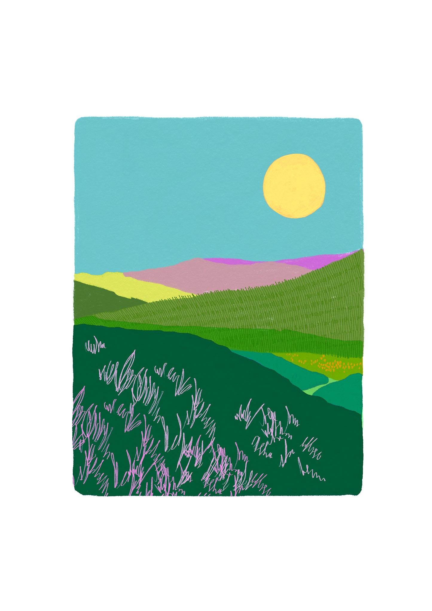 Colourful Hills Landscape Print
