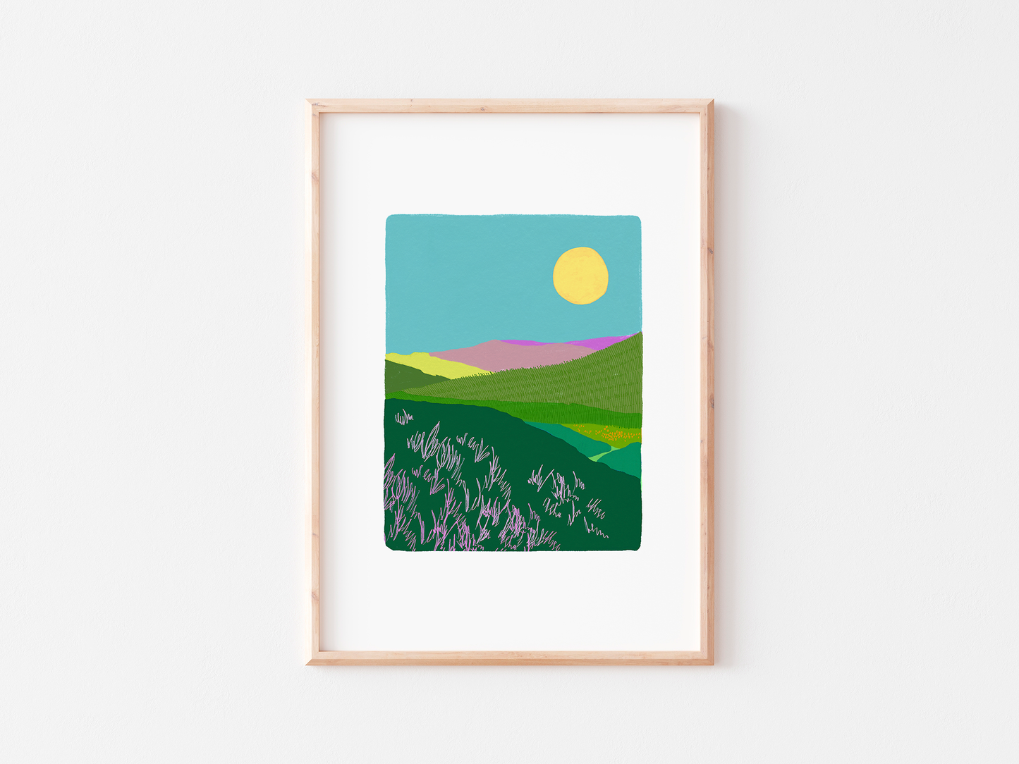 Colourful Hills Landscape Print