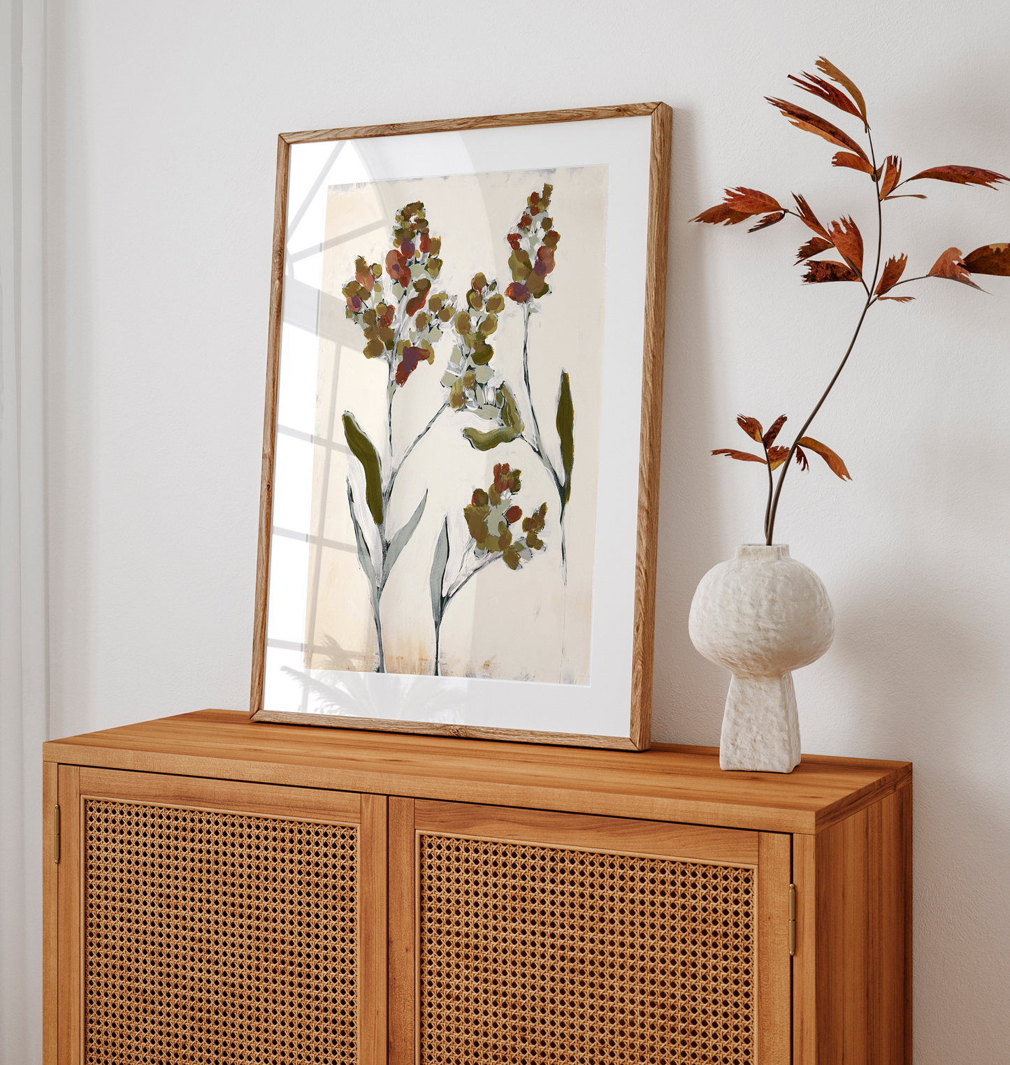 Pale Lupin Flowers Painting – Soft Botanical Wall Art, Dreamy Floral Decor