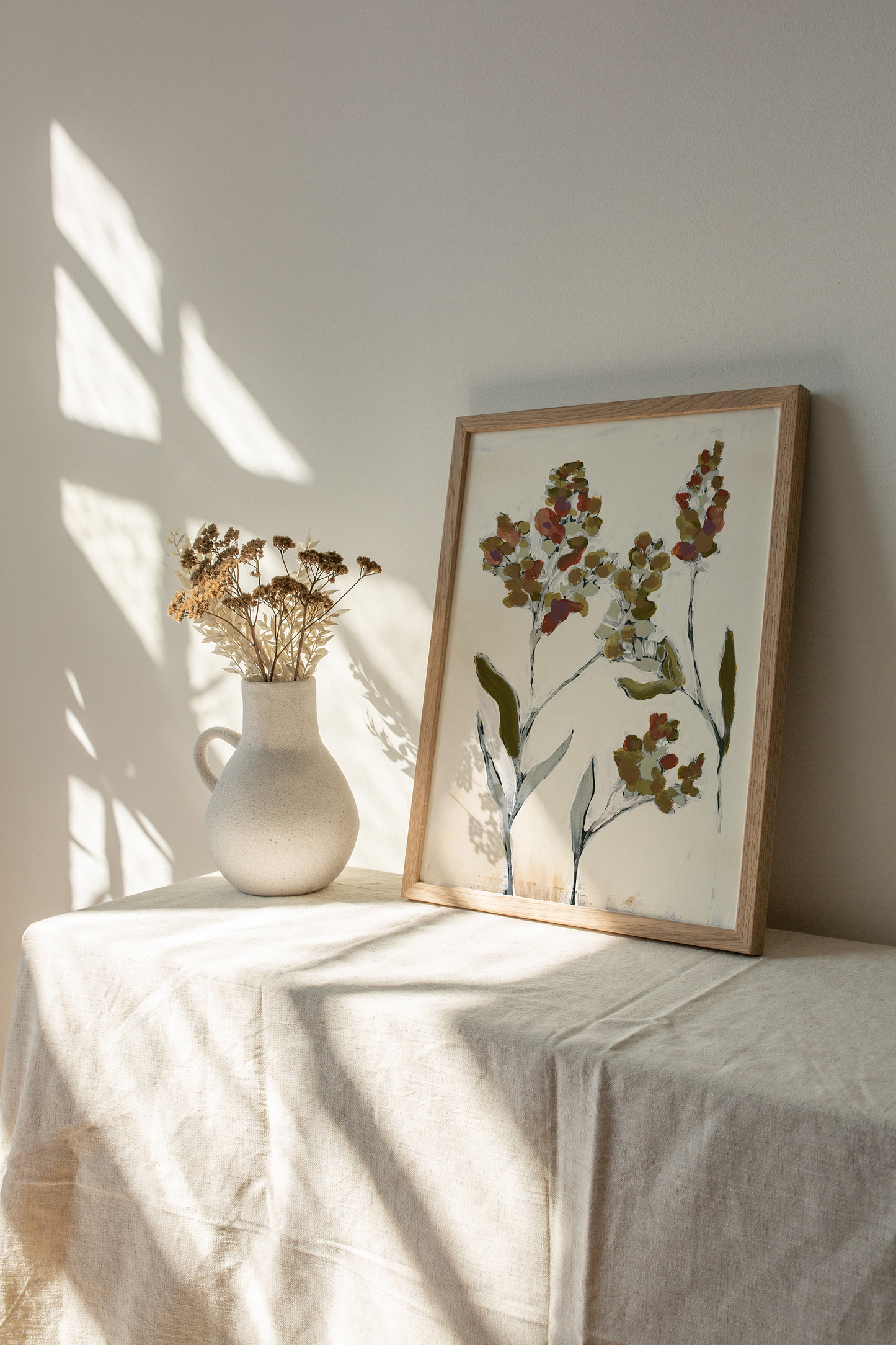 Pale Lupin Flowers Painting – Soft Botanical Wall Art, Dreamy Floral Decor