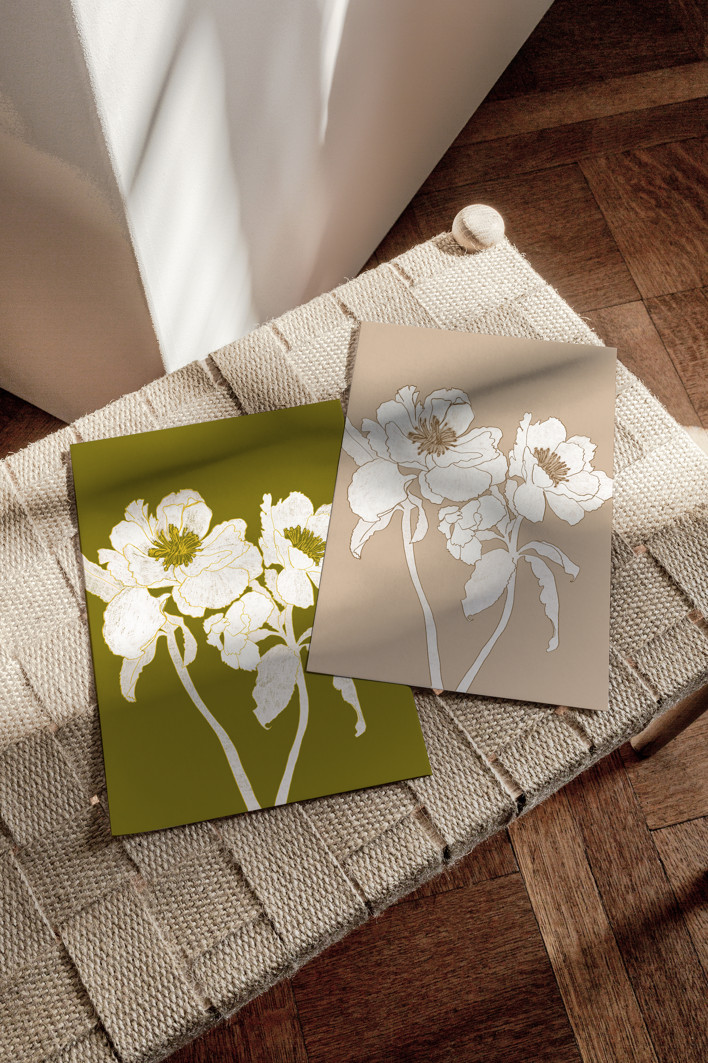 Monotone Neutral Botanical Line Art Print