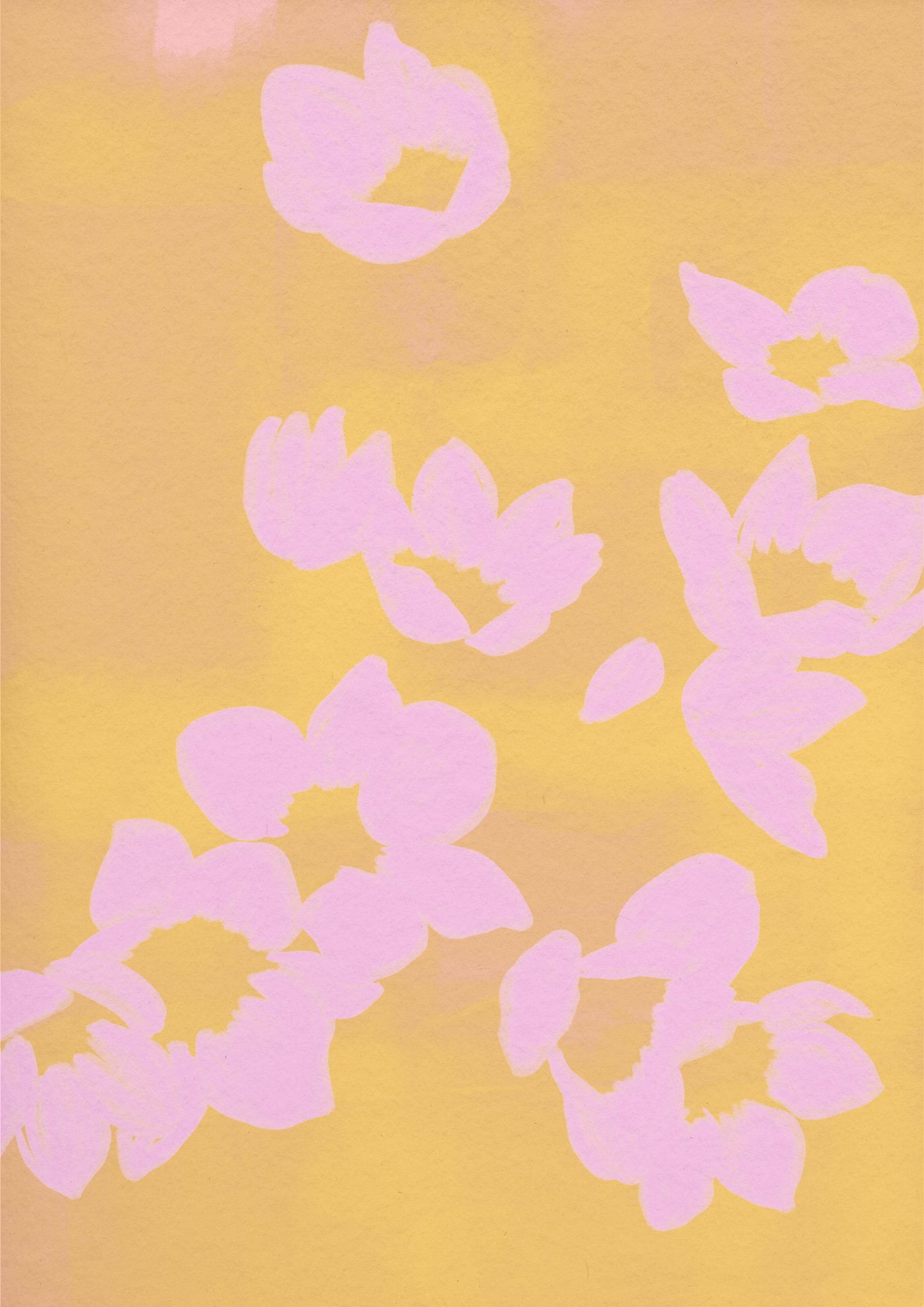Pastel Yellow Floral Abstract Print