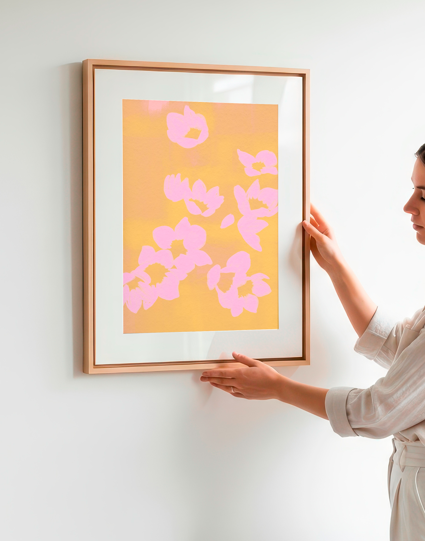 Pastel Yellow Floral Abstract Print