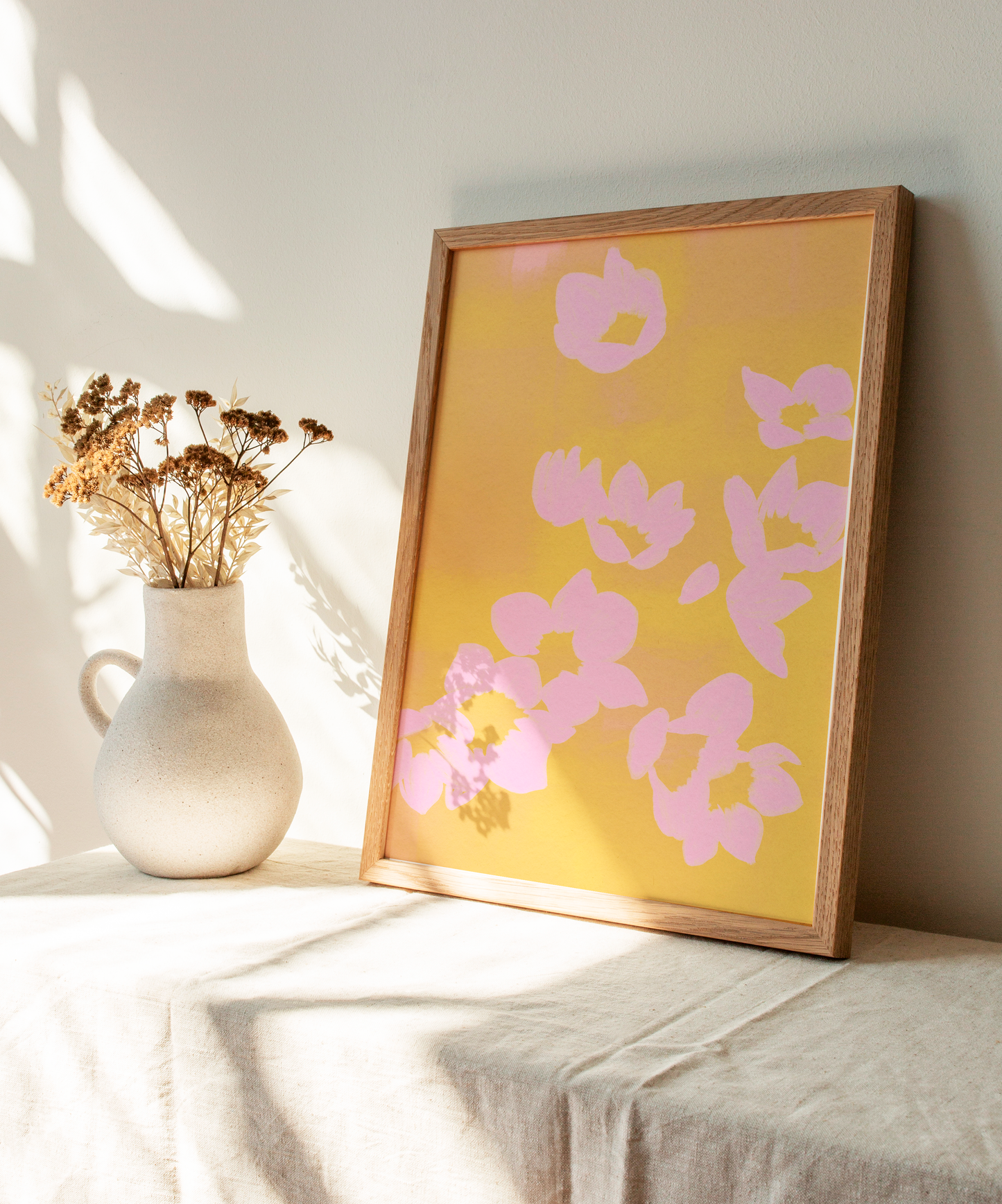Pastel Yellow Floral Abstract Print