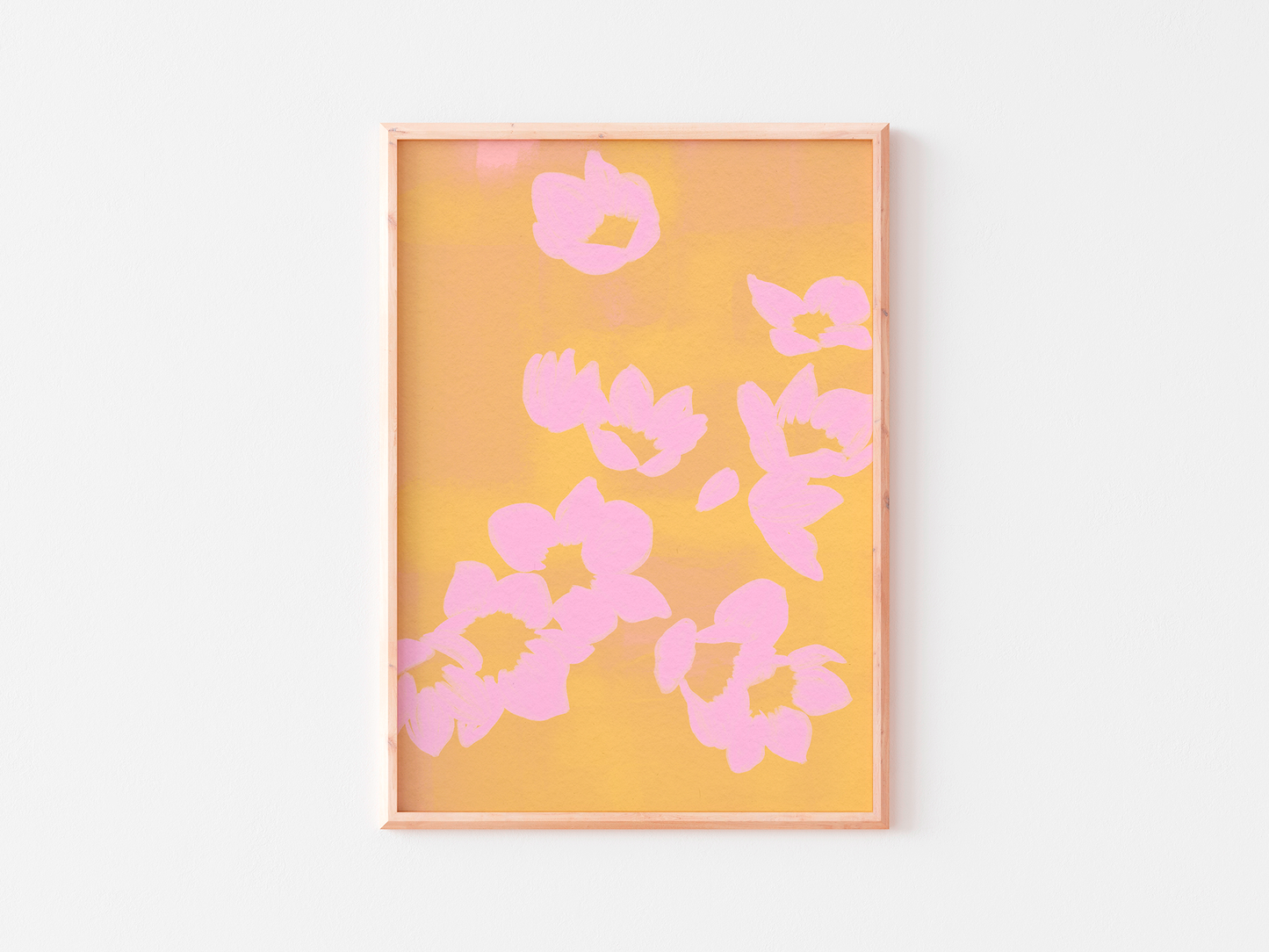 Pastel Yellow Floral Abstract Print