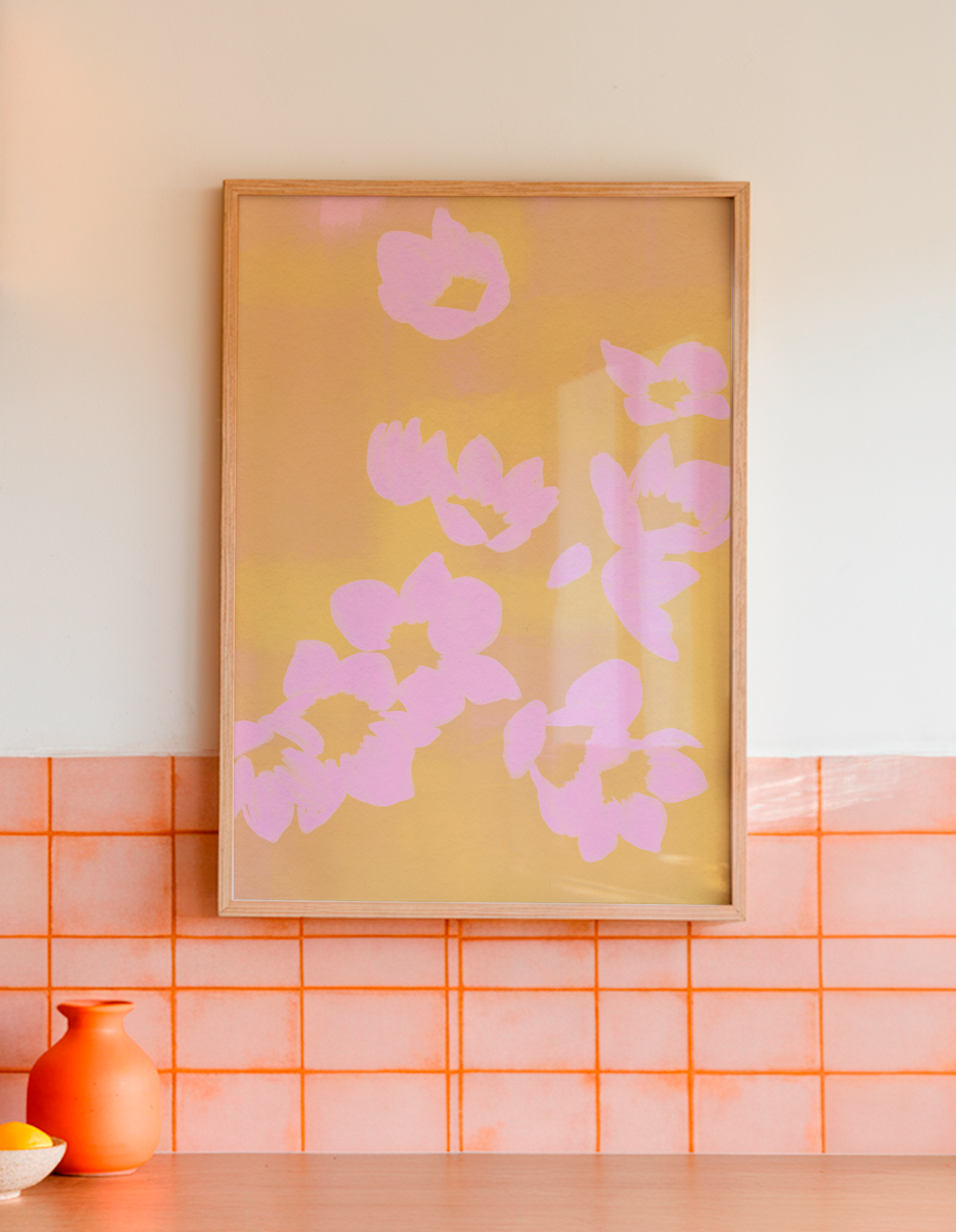 Pastel Yellow Floral Abstract Print