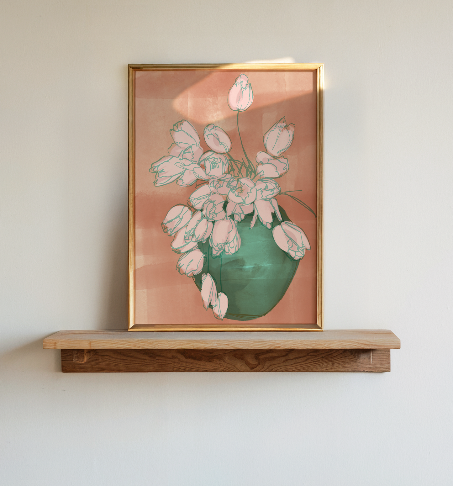Pink Tulip Art Print, Floral Still Life Painting, Botanical Wall Decor, Flower Illustration