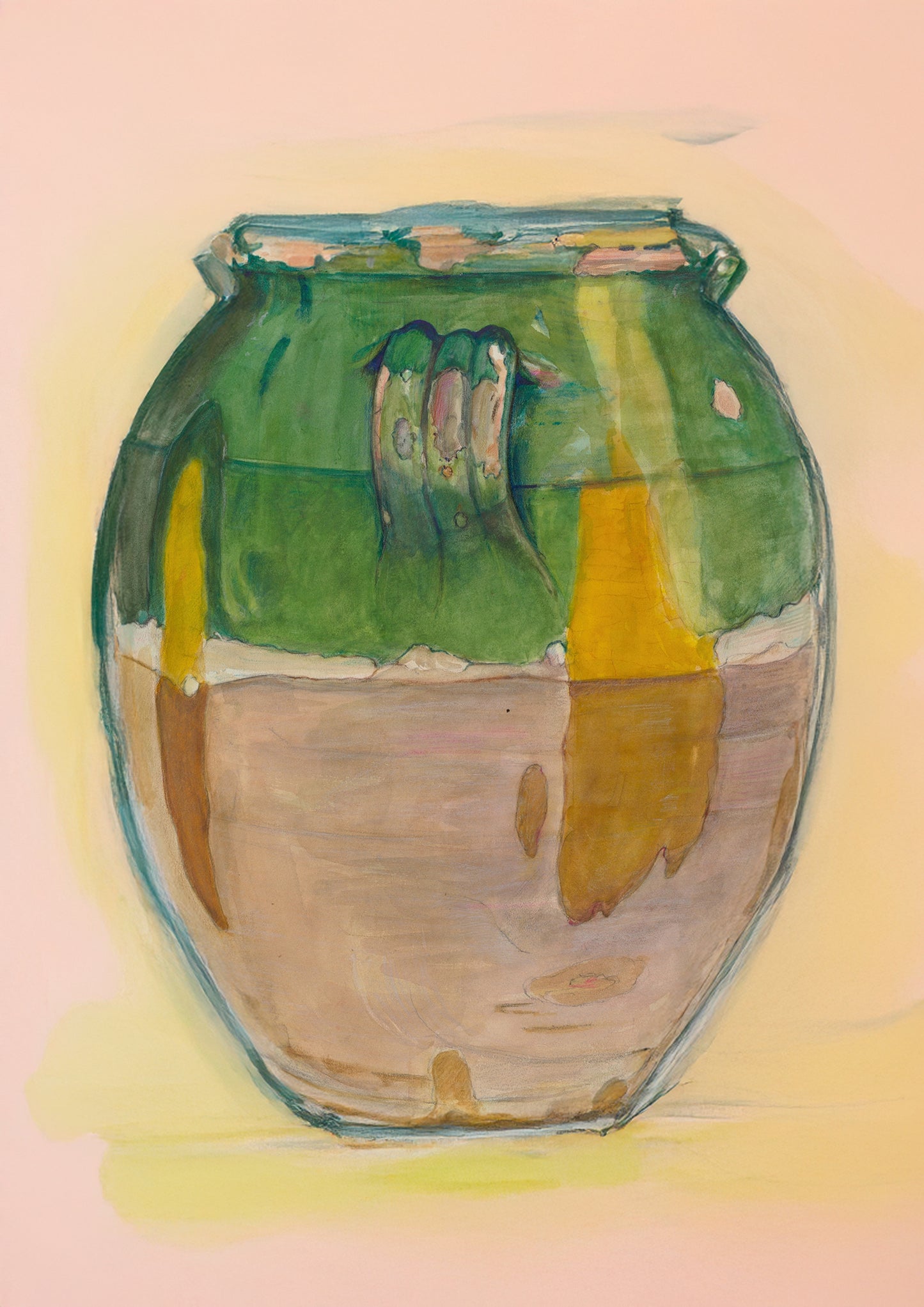 Vintage Pot with Green Glaze Print
