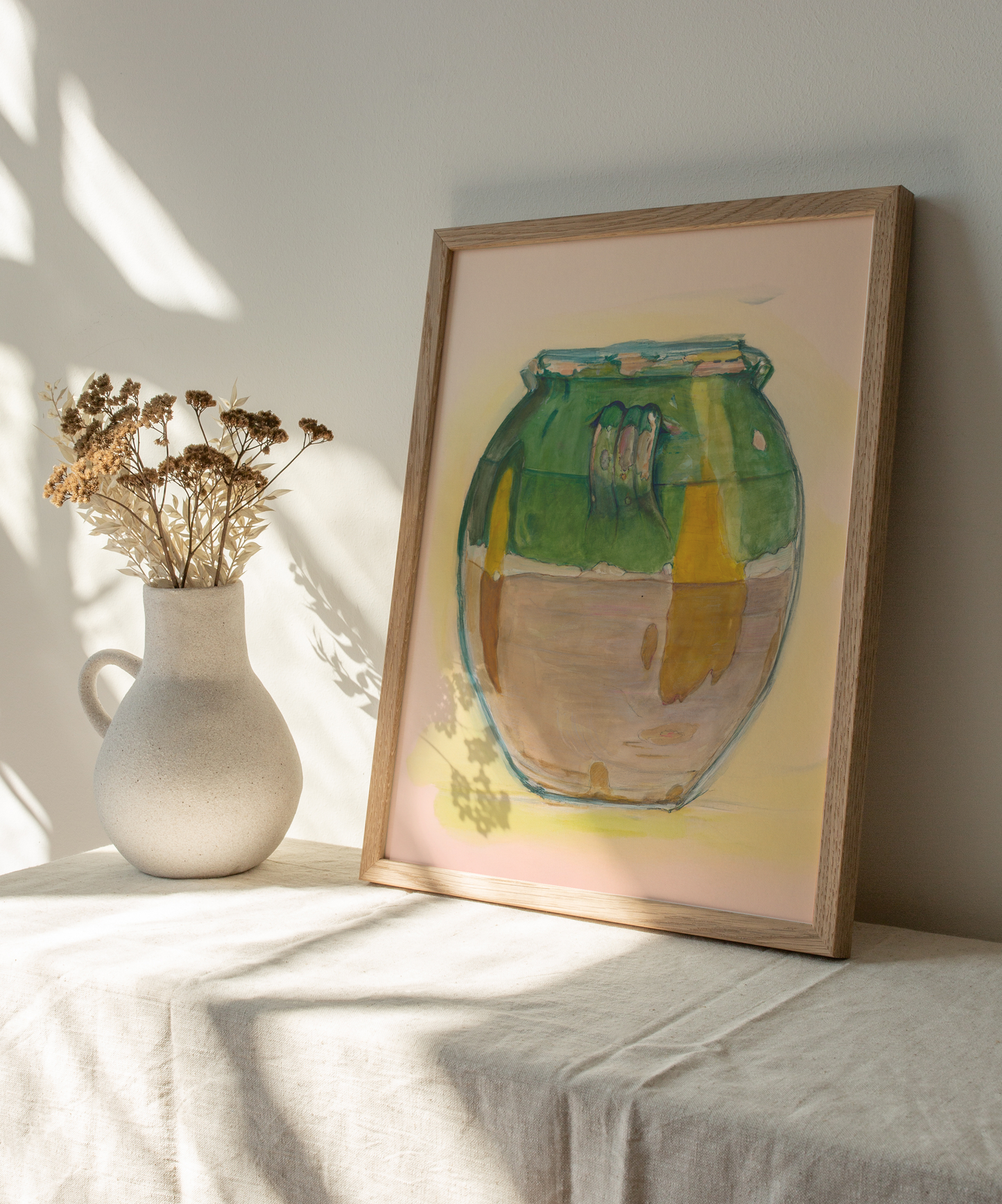 Vintage Pot with Green Glaze Print