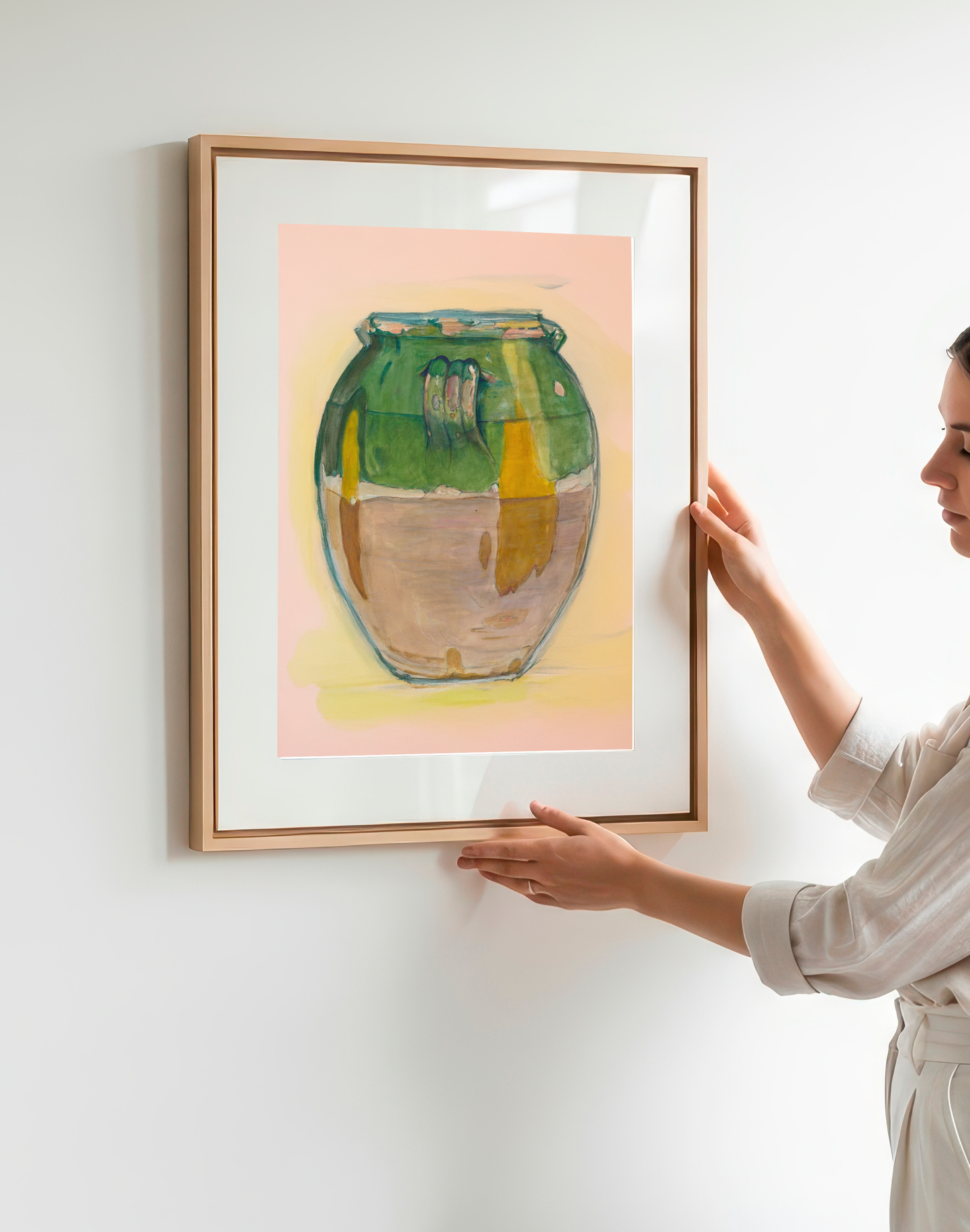 Vintage Pot with Green Glaze Print