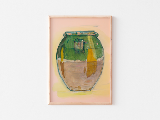 Vintage Pot with Green Glaze Print