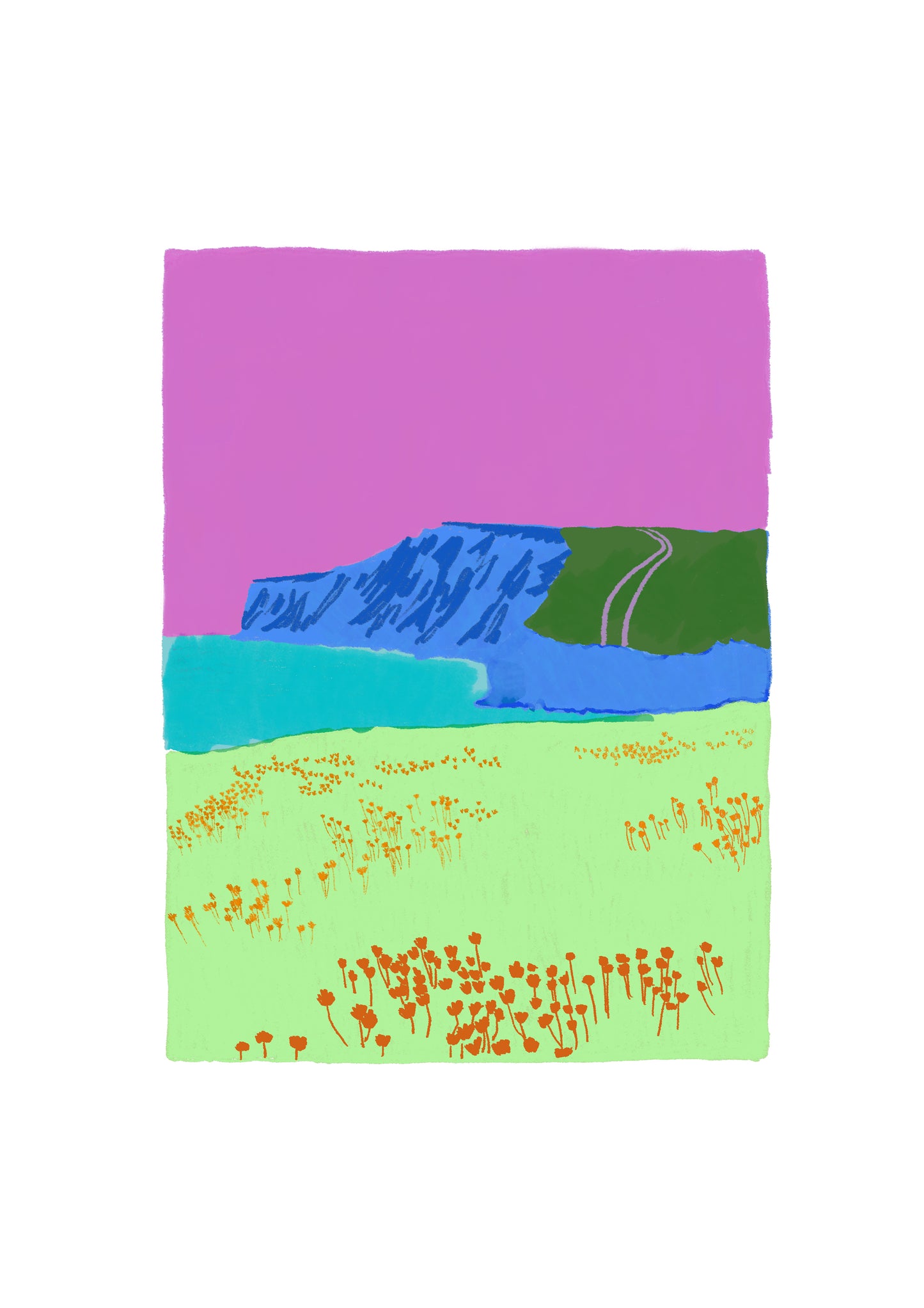 Cornwall Coast Poppy Field Print