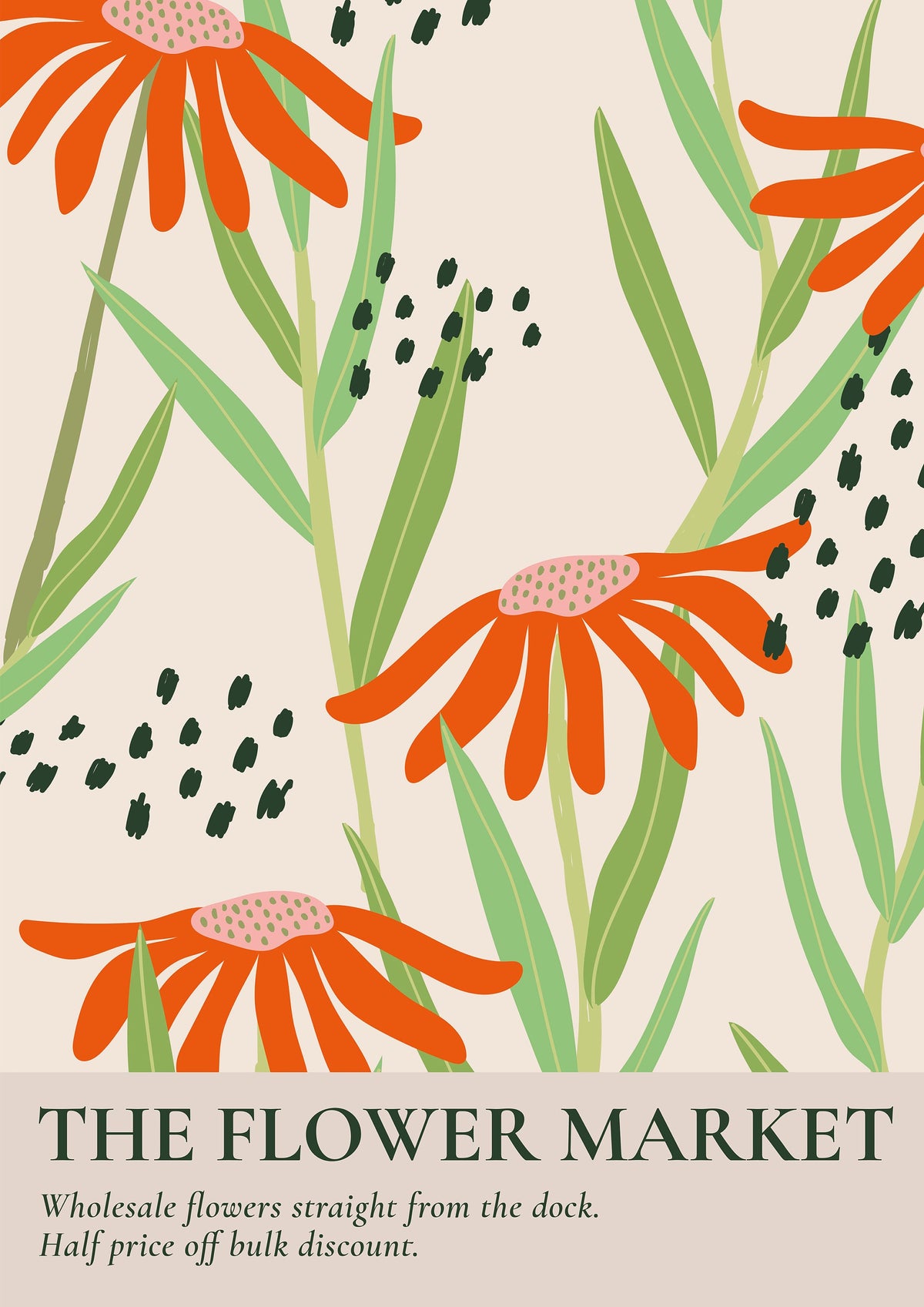 Retro Floral Print: Boho Flower Market Botanical Illustration