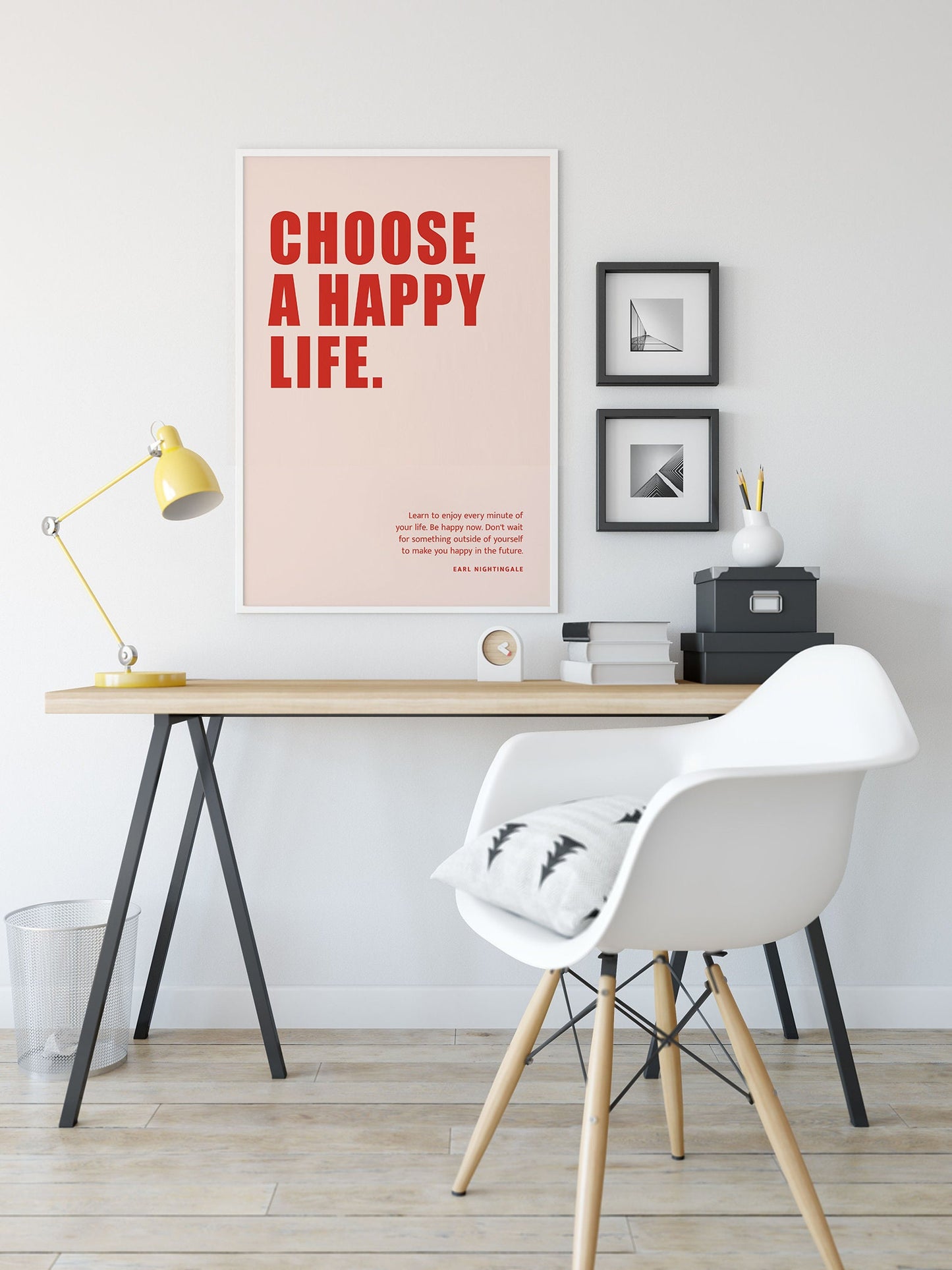 Choose A Happy Life Print: Scandi Home Decor