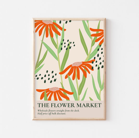 Retro Floral Print: Boho Flower Market Botanical Illustration