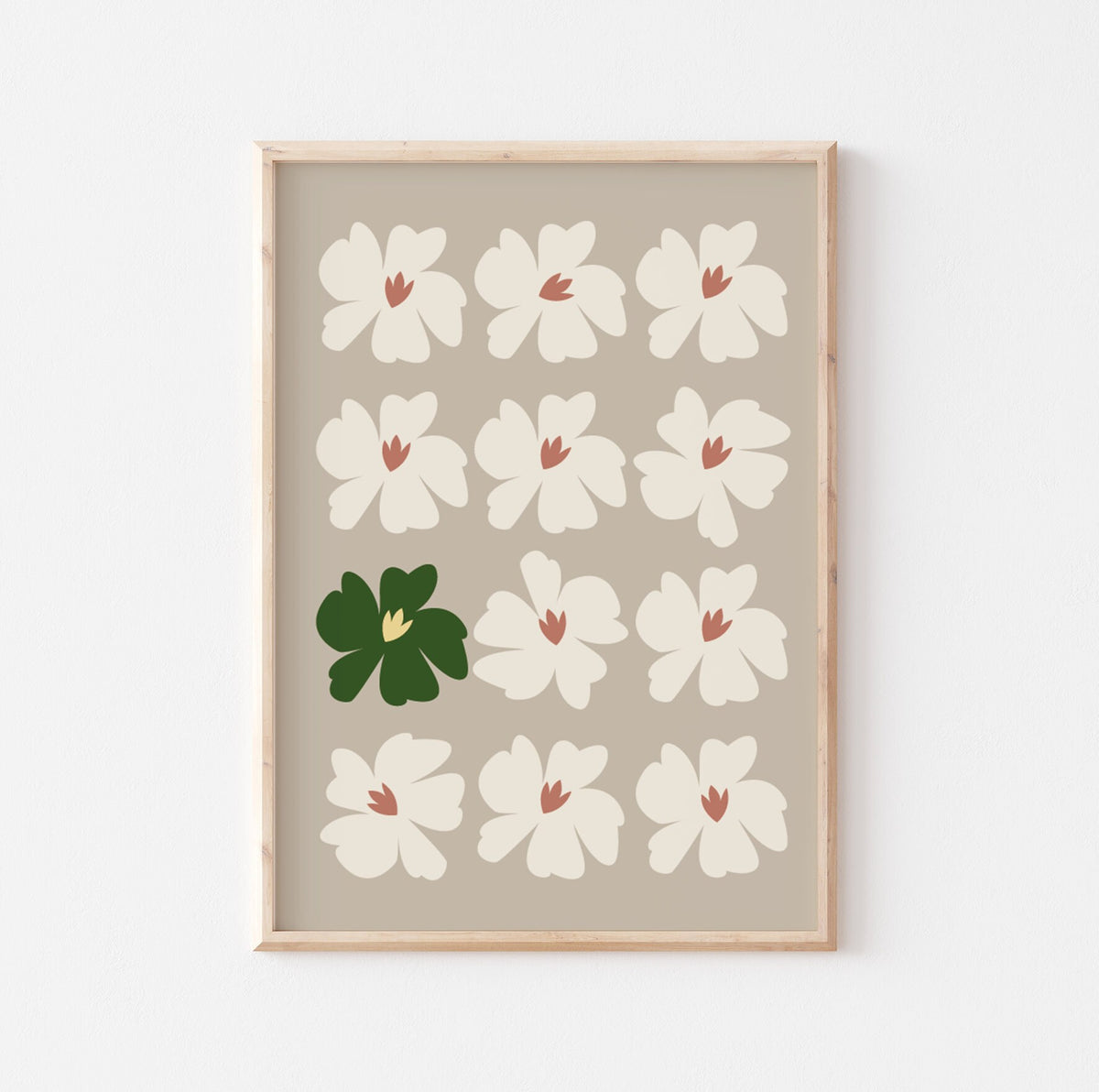 Retro Floral Print: Muted Tone Daisy Poster